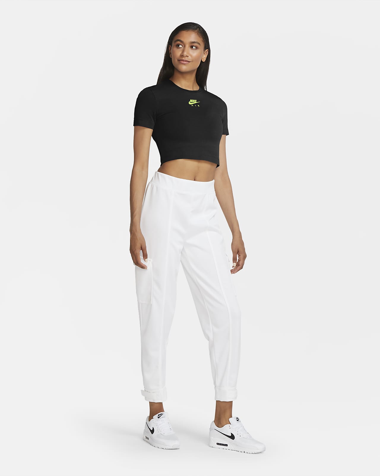 white nike crop top