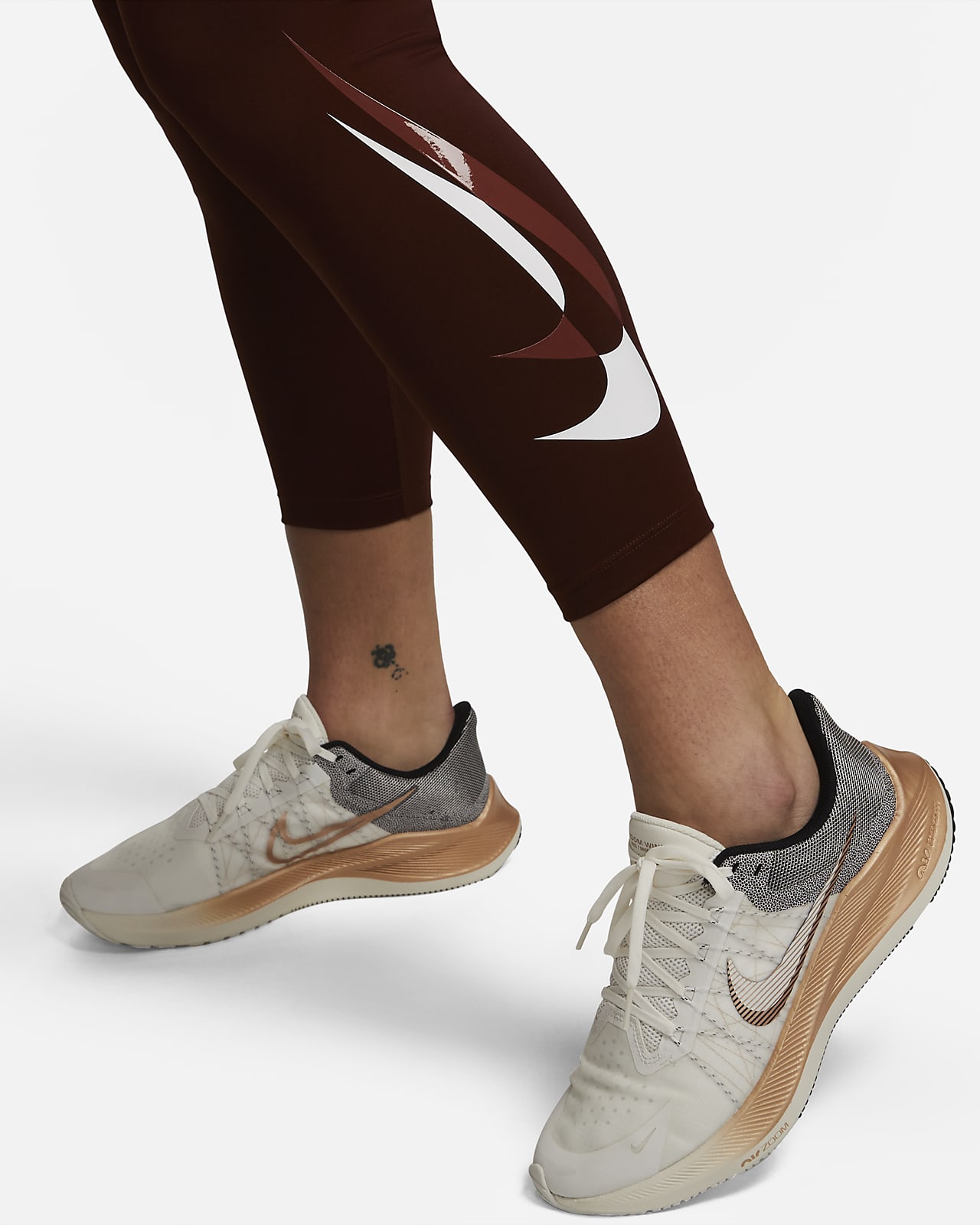 Nike, Pants & Jumpsuits, Nike Swoosh Run Leggings Tight Fit 78 Mid Rise  Running Training Gym Sz L