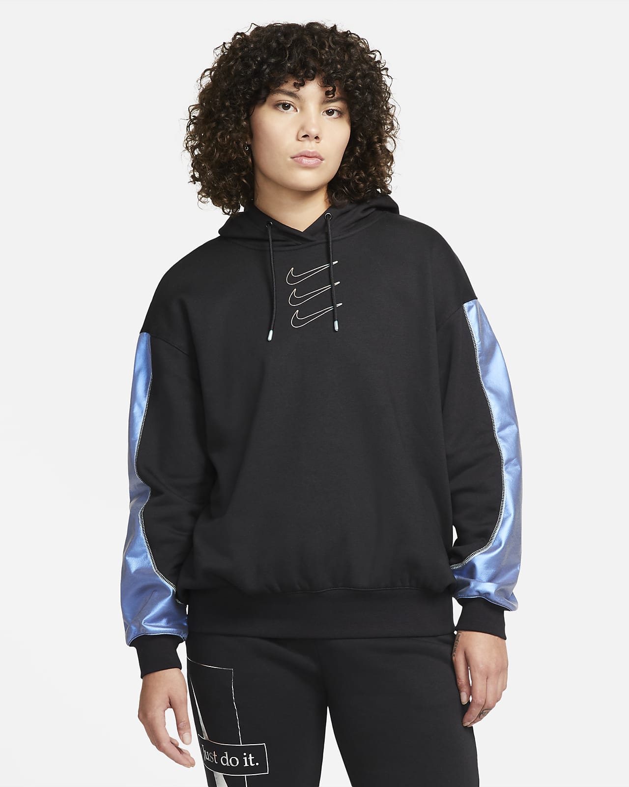 Felpa oversize in fleece con cappuccio e grafica Nike Sportswear - Donna