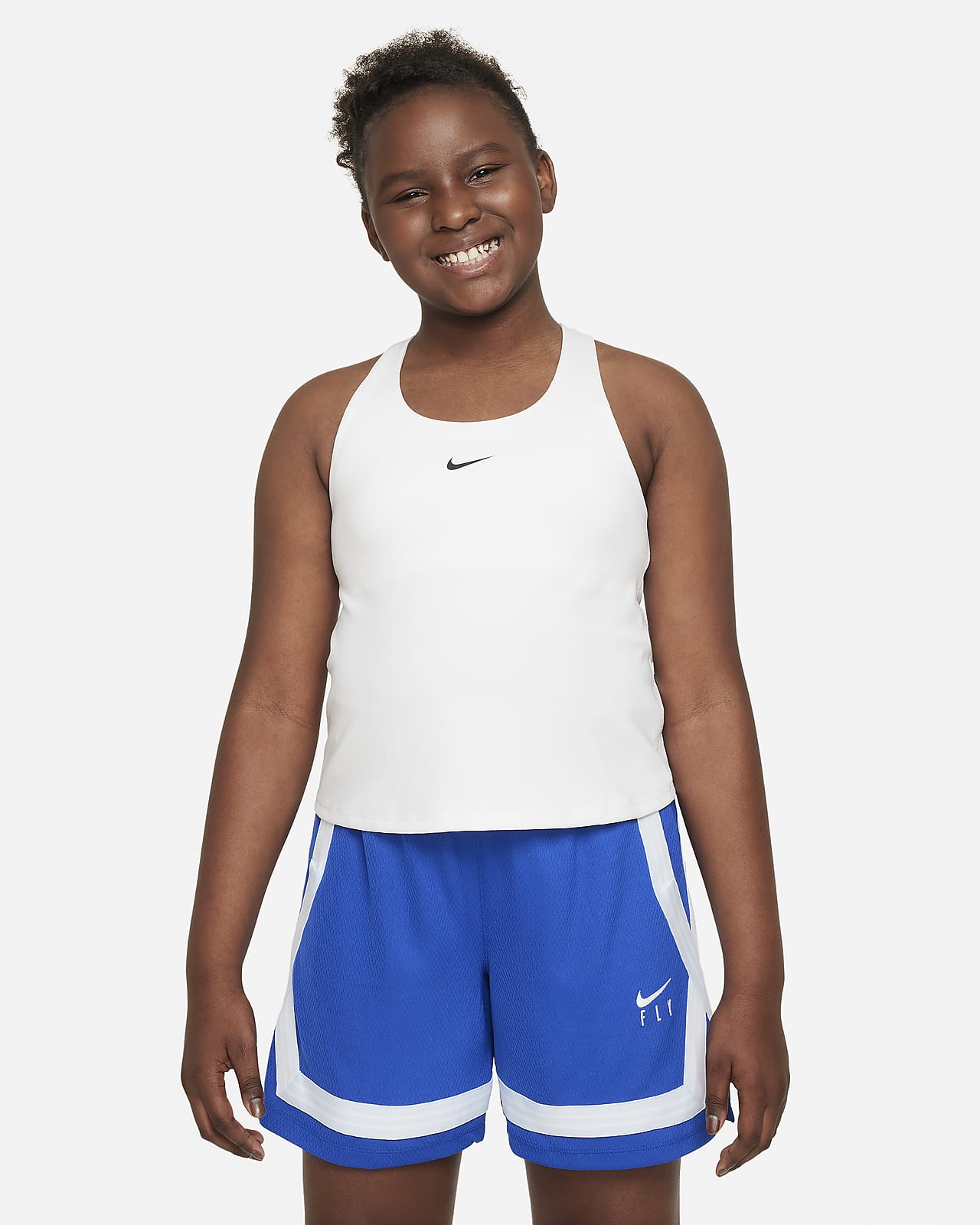 Big Kids (XS - XL) White Nike Swoosh Sports Bras.