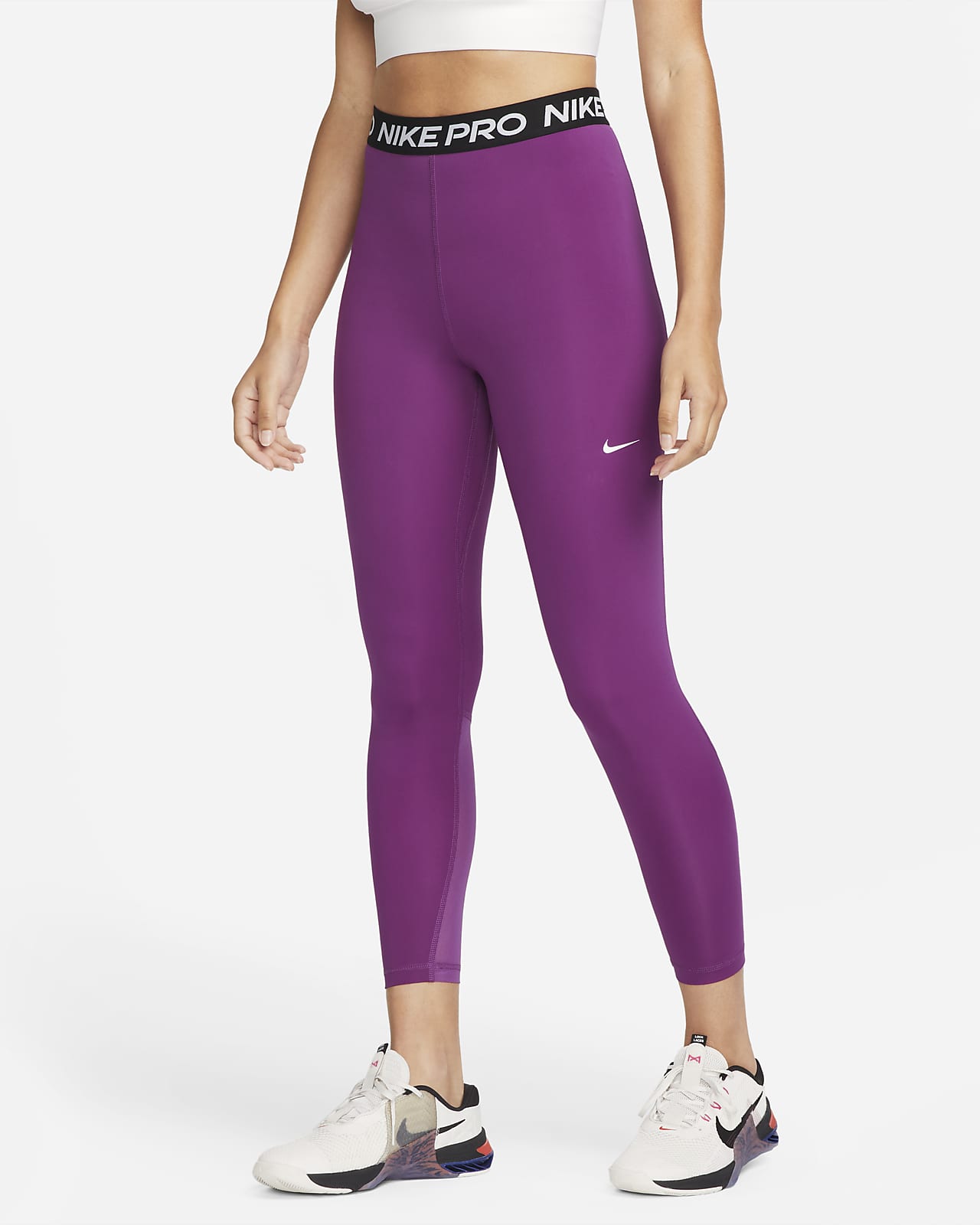 Nike Pro 365 7/8-Leggings mit hohem Taillenbund und Mesh-Einsatz für Damen