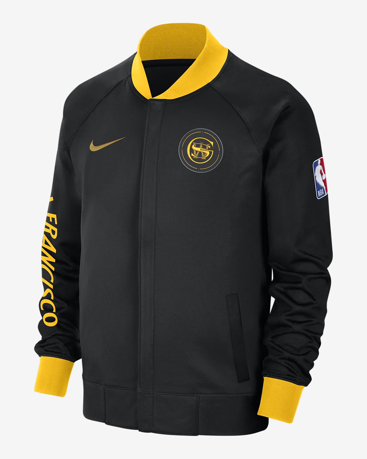 Langærmet Golden State Warriors Showtime City Edition Nike Dri-FIT-jakke med fuld lynlås til mænd