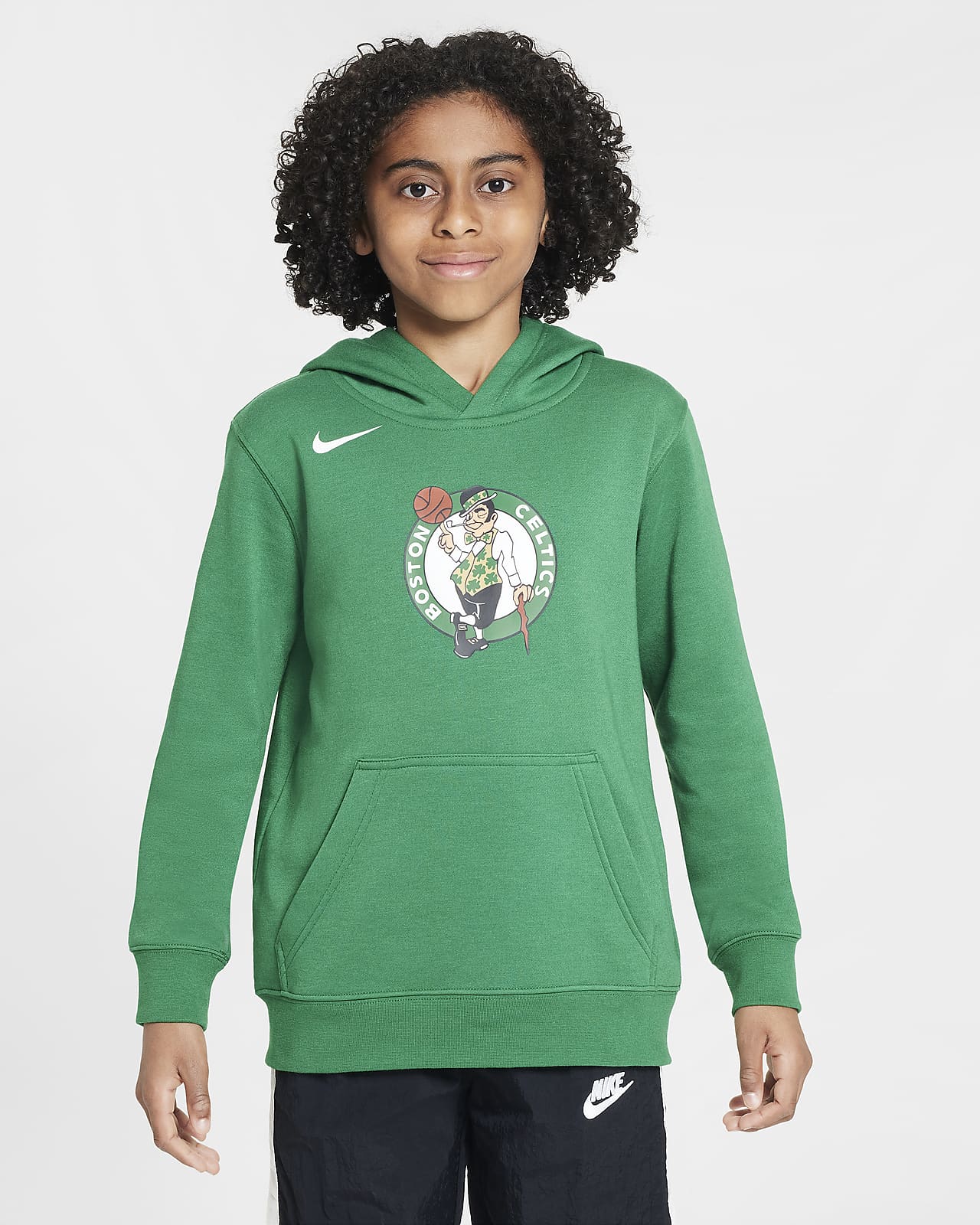 Flísová mikina Nike NBA Boston Celtics Club s kapucí pro větší děti