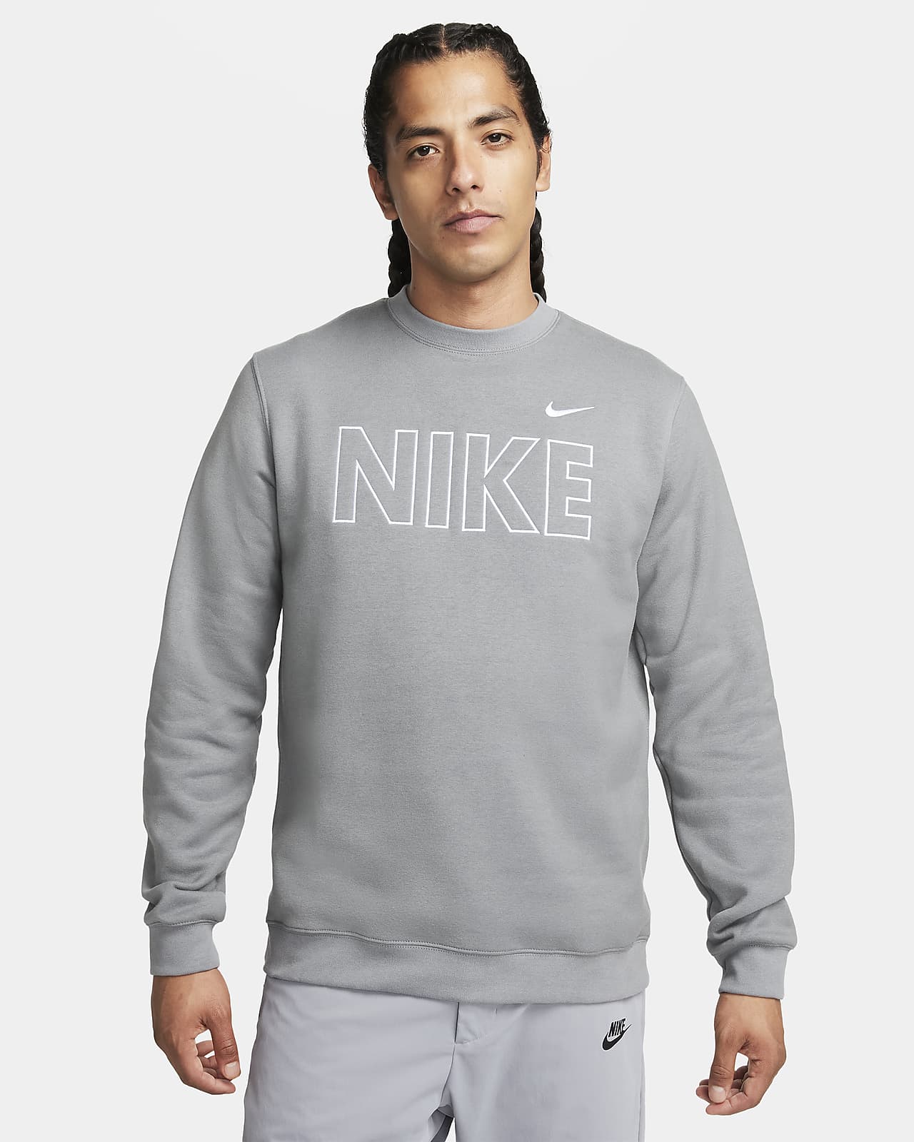 Nike Sportswear Air Crew Sweatshirt Gym gray Fleece Pullover Big Boys Size L