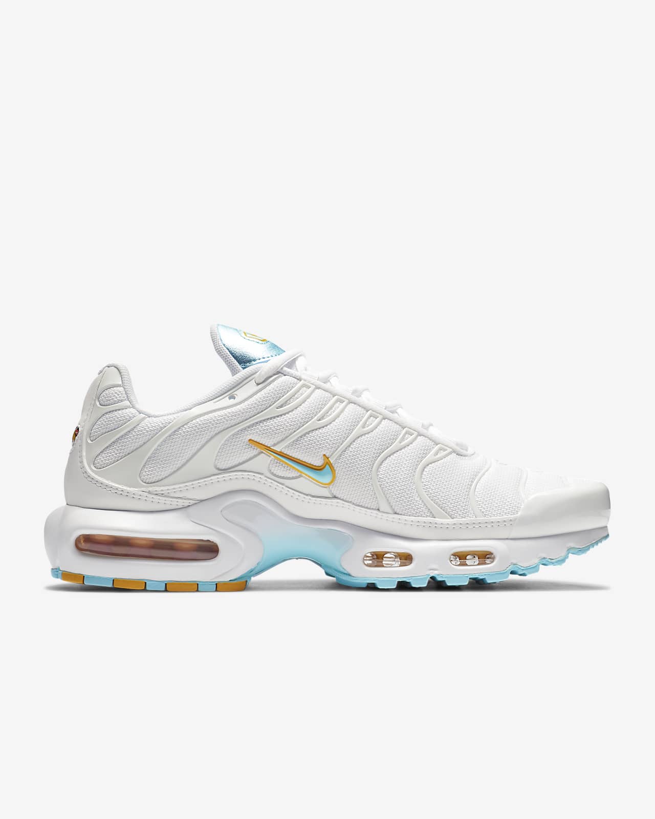 white and gold nike tn