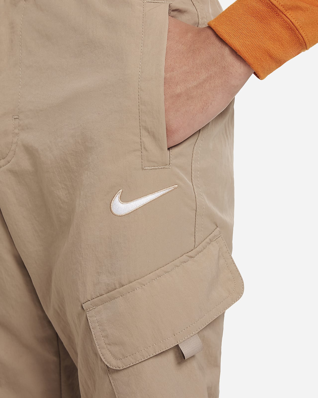 Nike Sportswear Older Kids' (Girls') High-Waisted Woven Cargo Trousers.  Nike ID