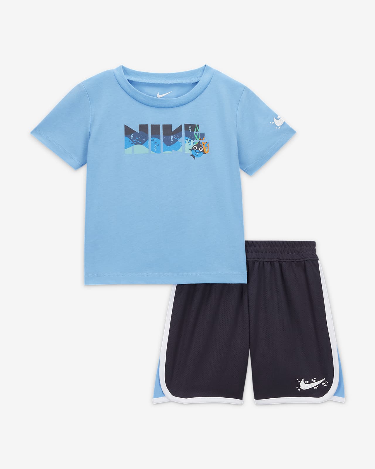 Tvådelat set Nike Sportswear Coral Reef med shorts i mesh för baby