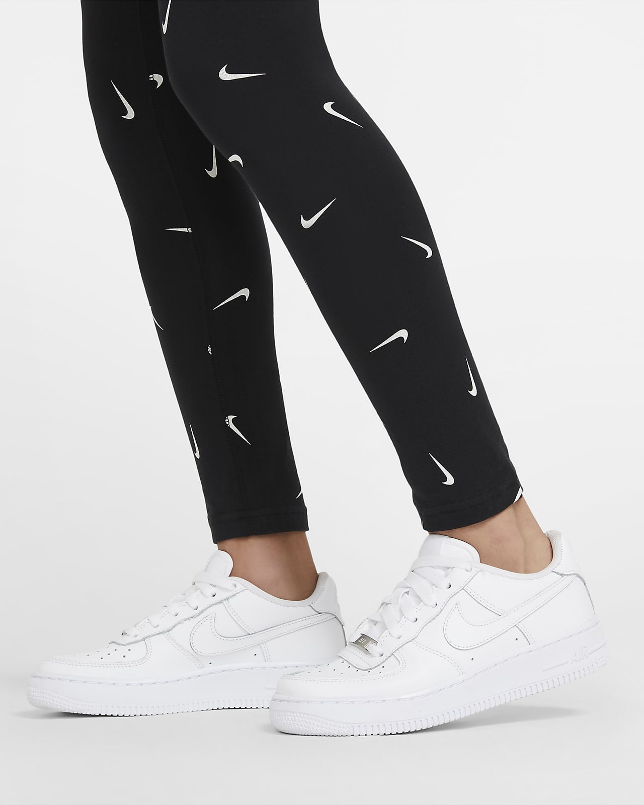 Black Nike Girls' Sportswear Swoosh Leggings Junior
