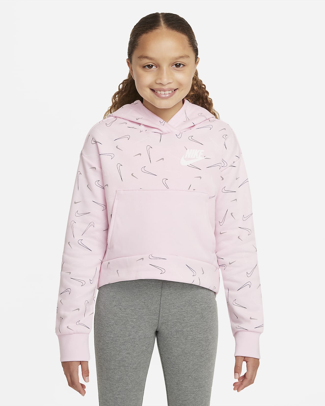 Nike Sportswear Older Kids' (Girls') Printed Fleece Hoodie