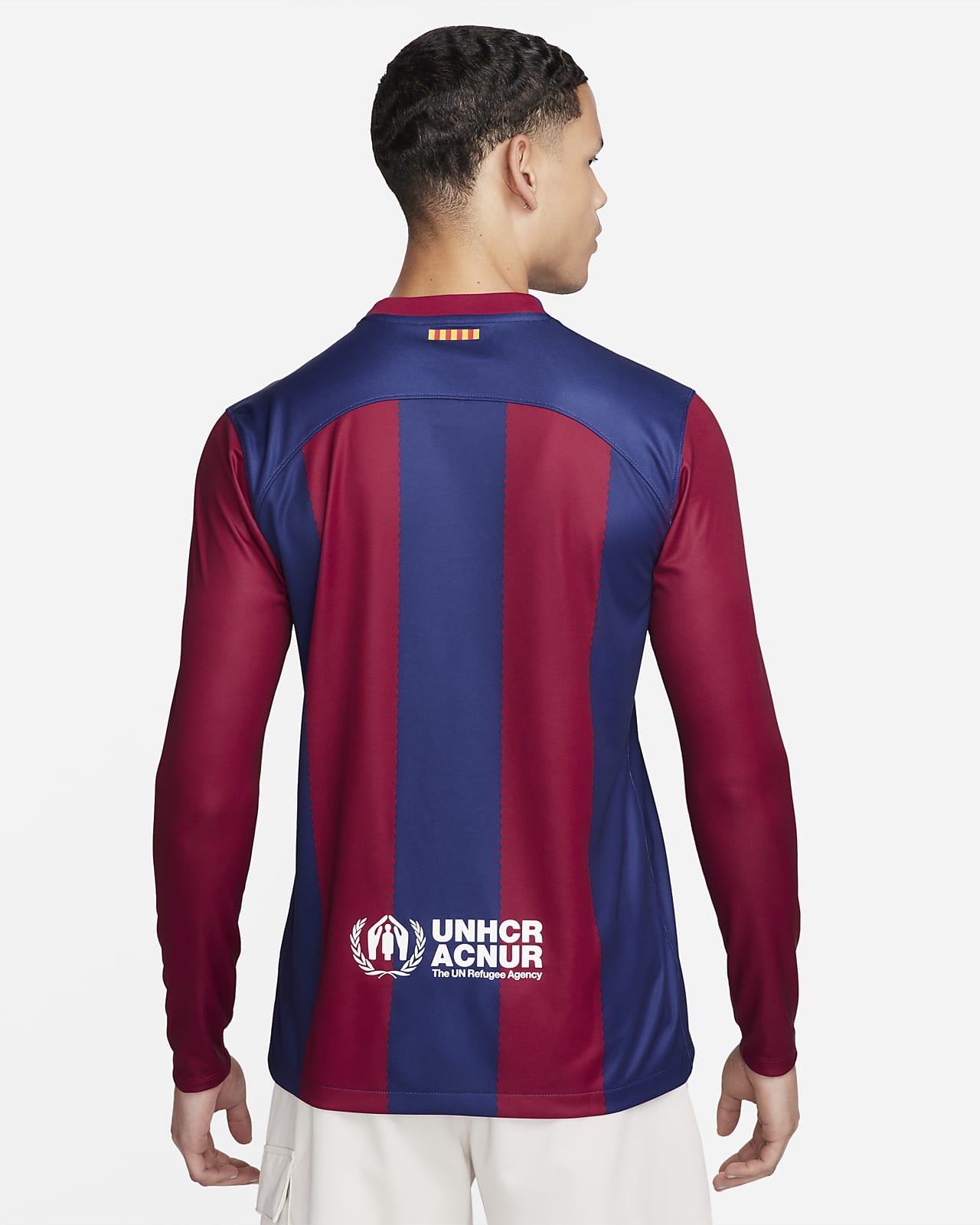 FC Barcelona 2023/24 Stadium Home Men\'s Nike Dri-FIT Soccer Long-Sleeve  Jersey.