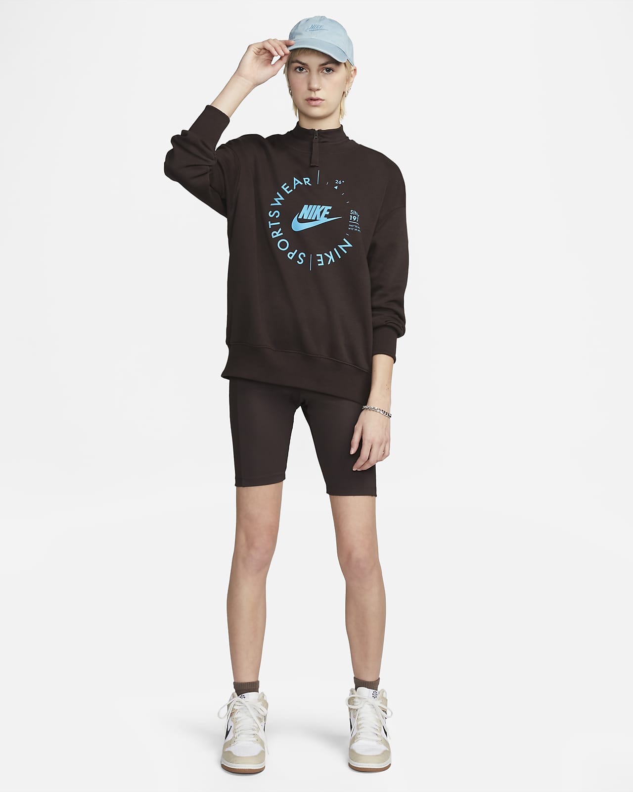 Sweat oversize à col ras-du-cou en tissu Fleece Nike Sportswear pour femme.  Nike LU