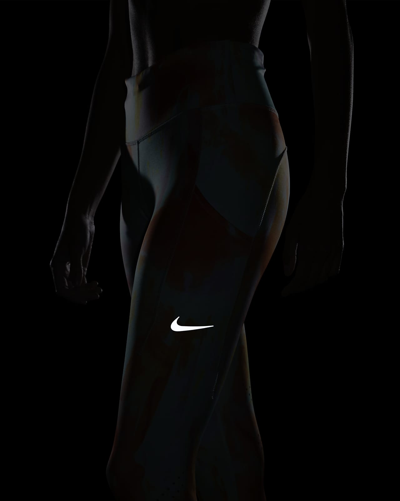 Nike Women's One Luxe Icon Clash Mid-Rise 7/8 Leggings SZ S Dark