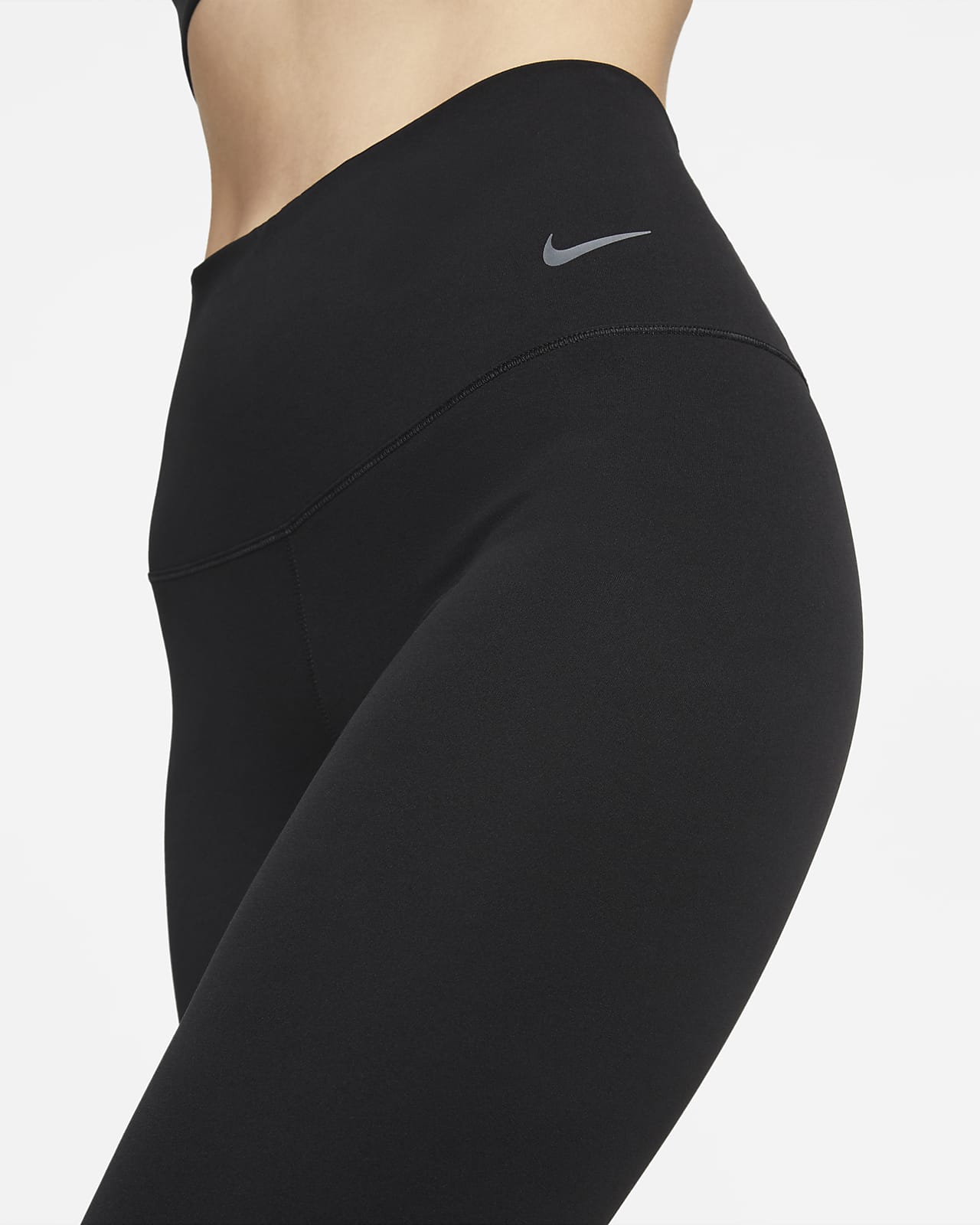 EUC Nike Dri-Fit Tight Leggings Women Black Cropped Drawstring Running  Small S