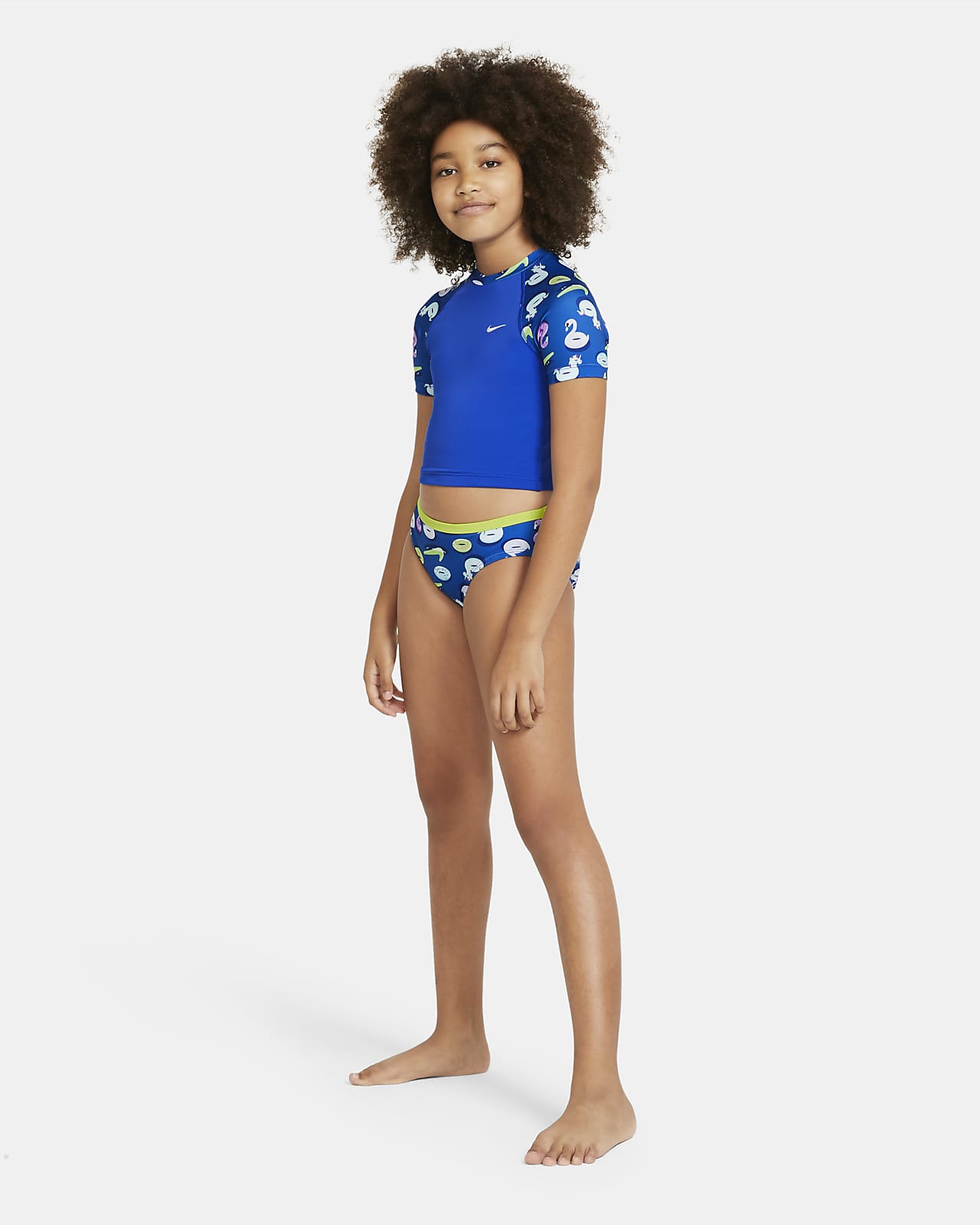 preocuparse bala Ejercer Conjunto de natación con top corto de manga corta para niña talla grande  Nike. Nike.com