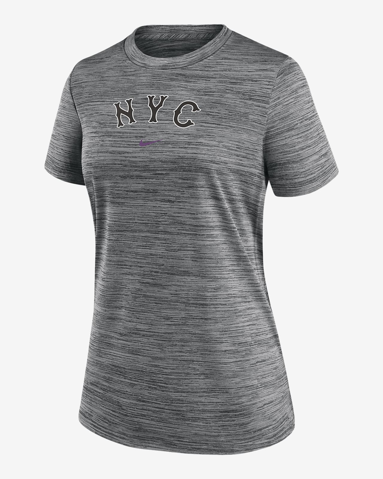 Playera Nike Dri-FIT de la MLB para mujer New York Mets Authentic Collection City Connect Practice Velocity