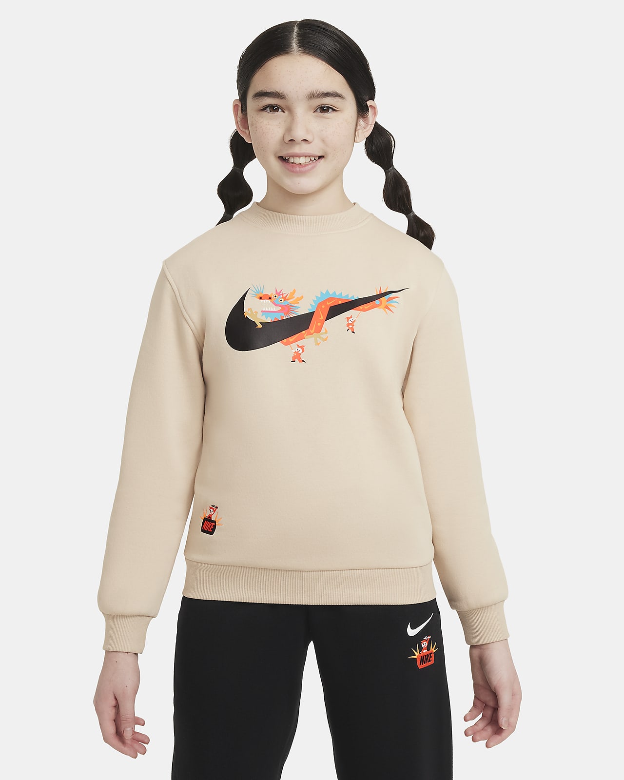 Bluza dresowa z półokrągłym dekoltem dla dużych dzieci Nike Sportswear Club Fleece „Lunar New Year”