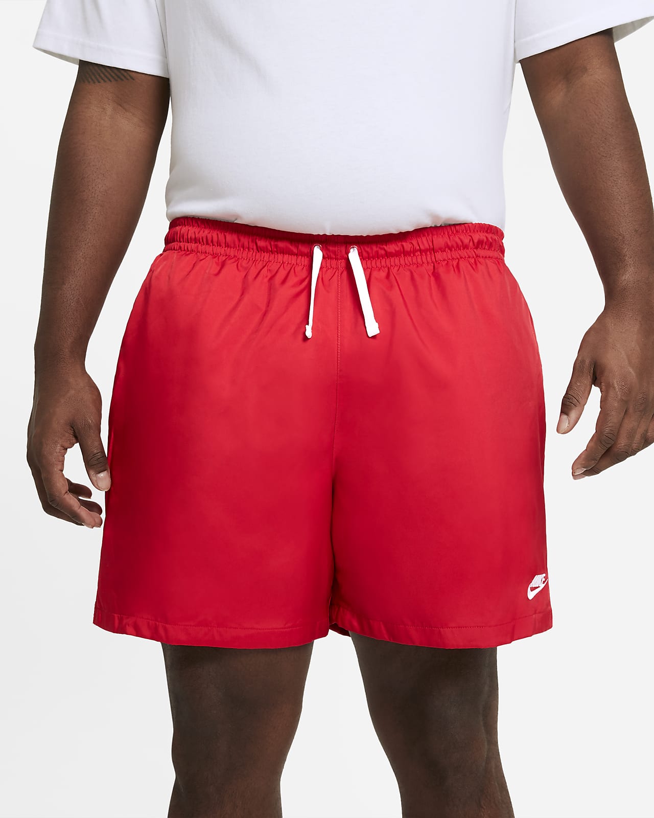 red woven nike shorts