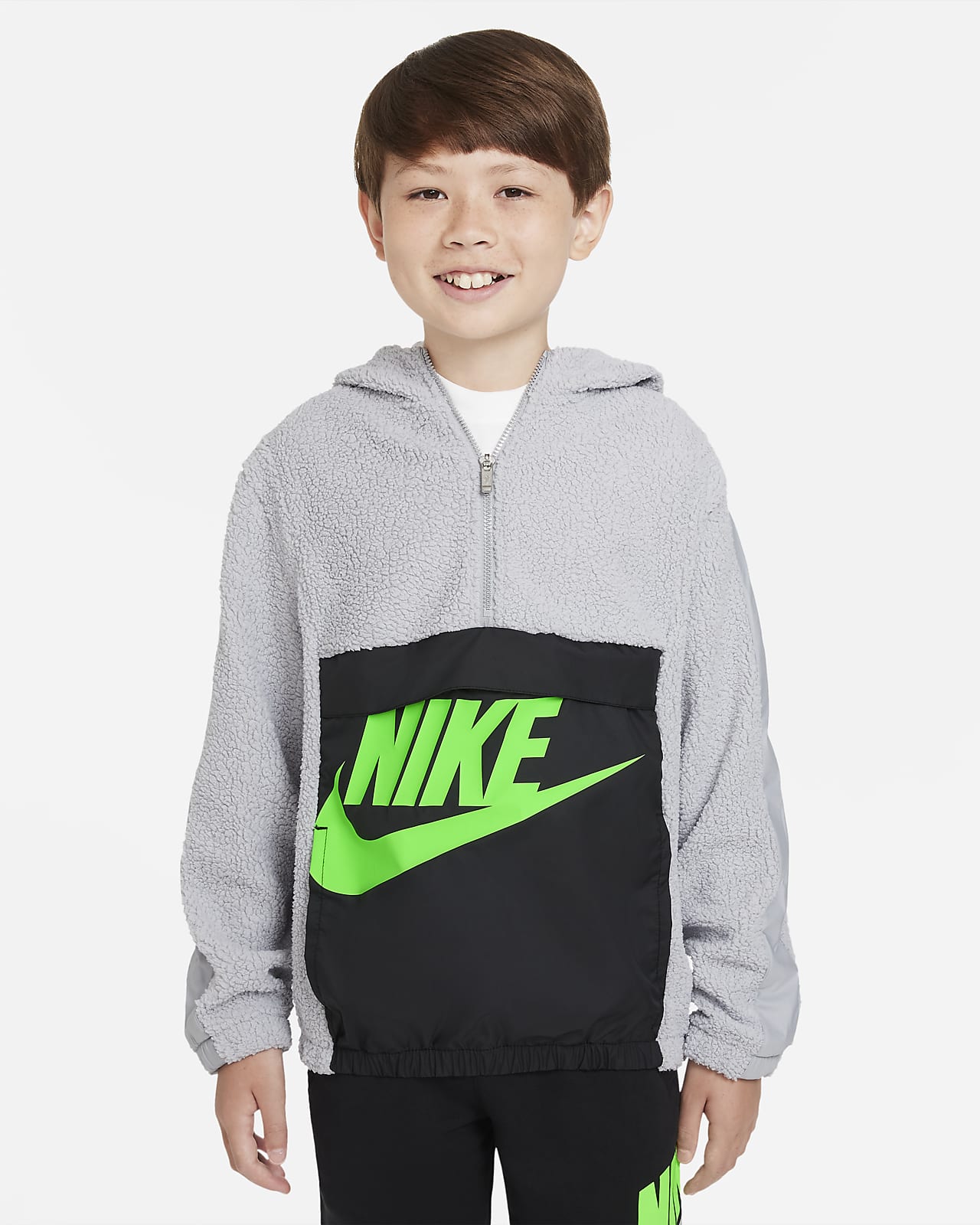 Zimní mikina Nike Sportswear s kapucí a polovičním zipem pro větší děti (chlapce)