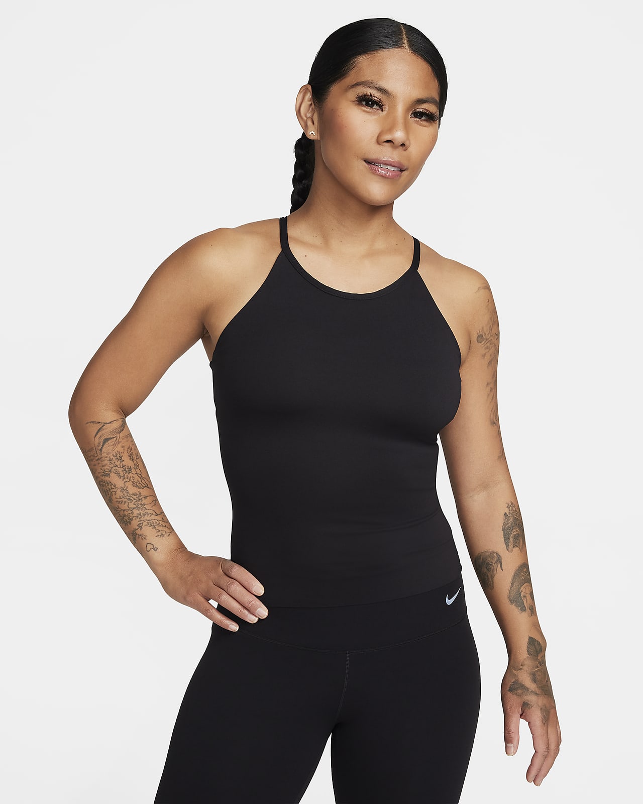 Women's Nike dri fit built-in bra tank top Small Black Racerback