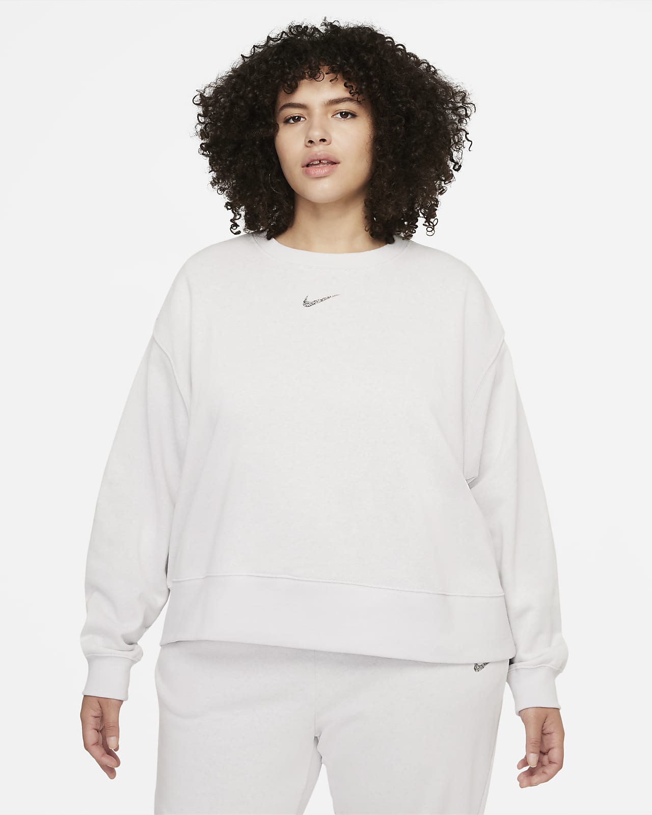 Fleecetröja i oversize-modell med rund hals Nike Sportswear Collection Essentials för kvinnor (Plus Size)