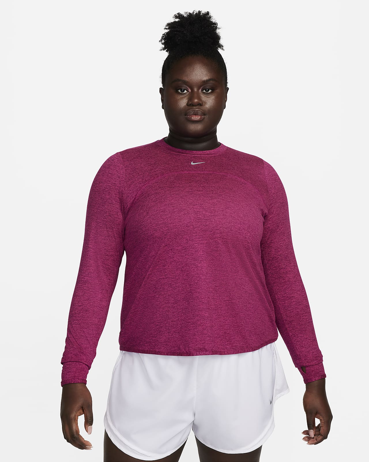 Nike Women's Dri-Fit Swift Element UV Crew-Neck Running Top, Fireberry, Size: 2x
