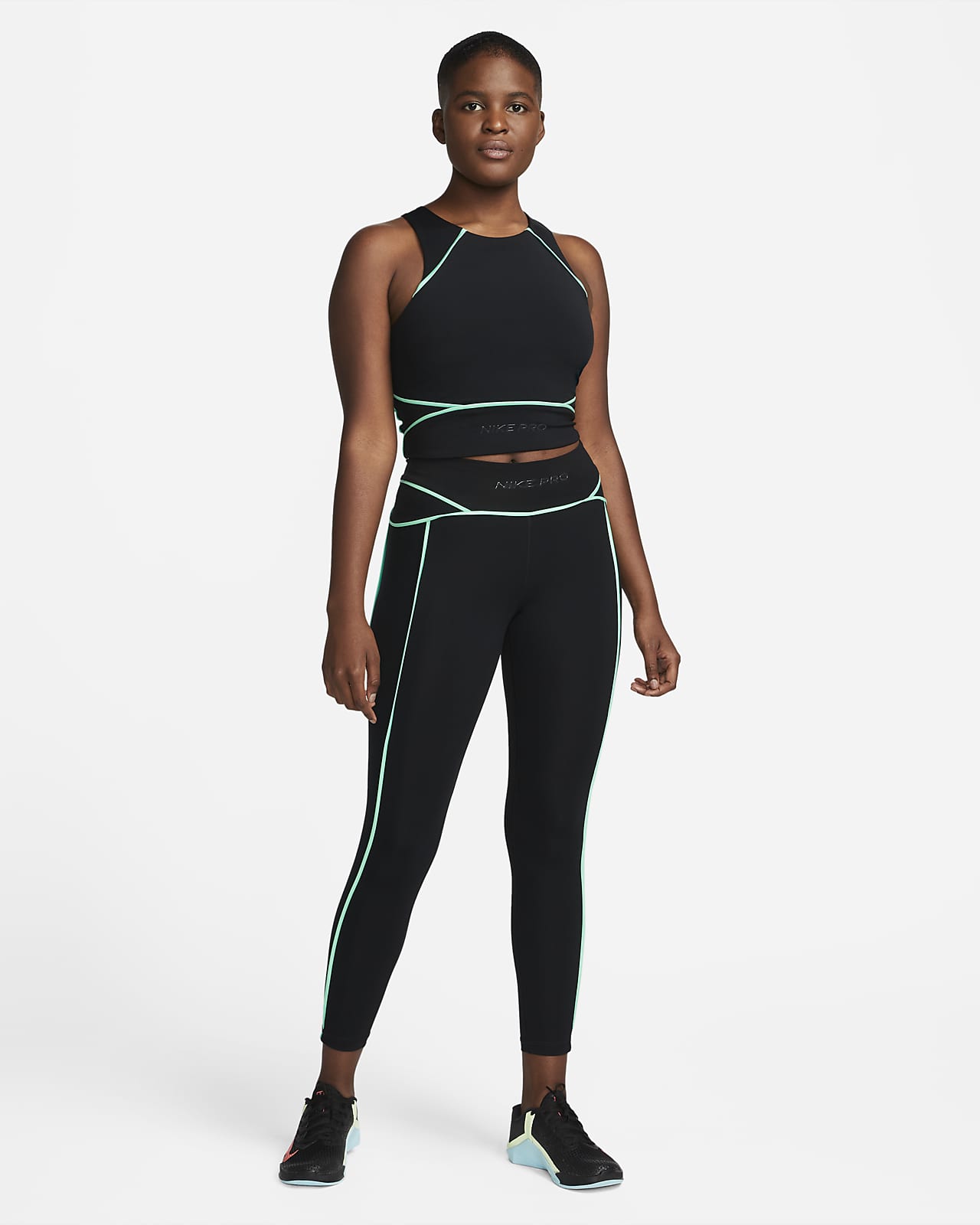 Nike Women's One Dri-Fit Colorblock 7/8 Leggings Mid-Rise Plus