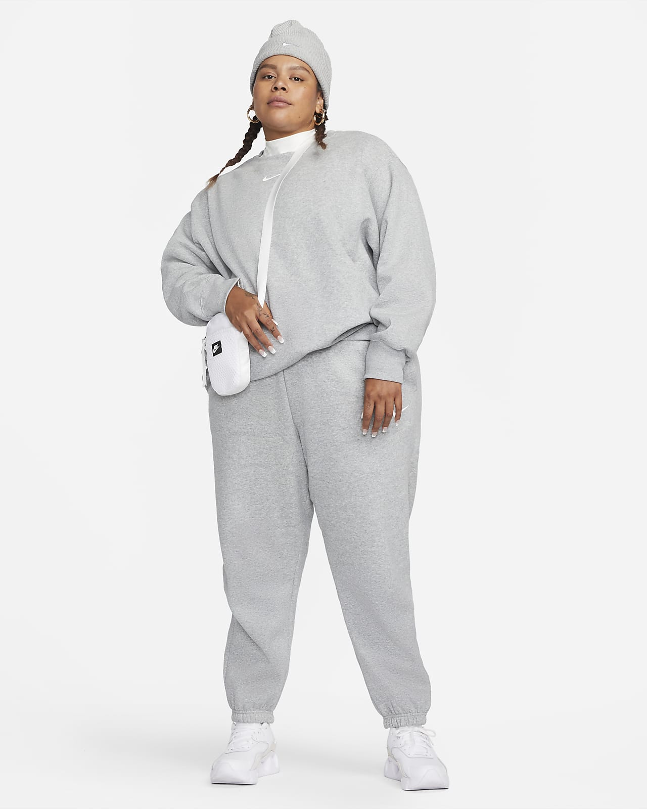Nike WMNS Phoenix Fleece High-Waisted Oversized Sweatpants Grey - DK GREY  HEATHER/SAIL