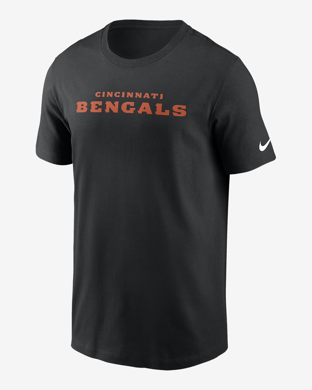 Playera Nike de la NFL para hombre Cincinnati Bengals Primetime Wordmark Essential