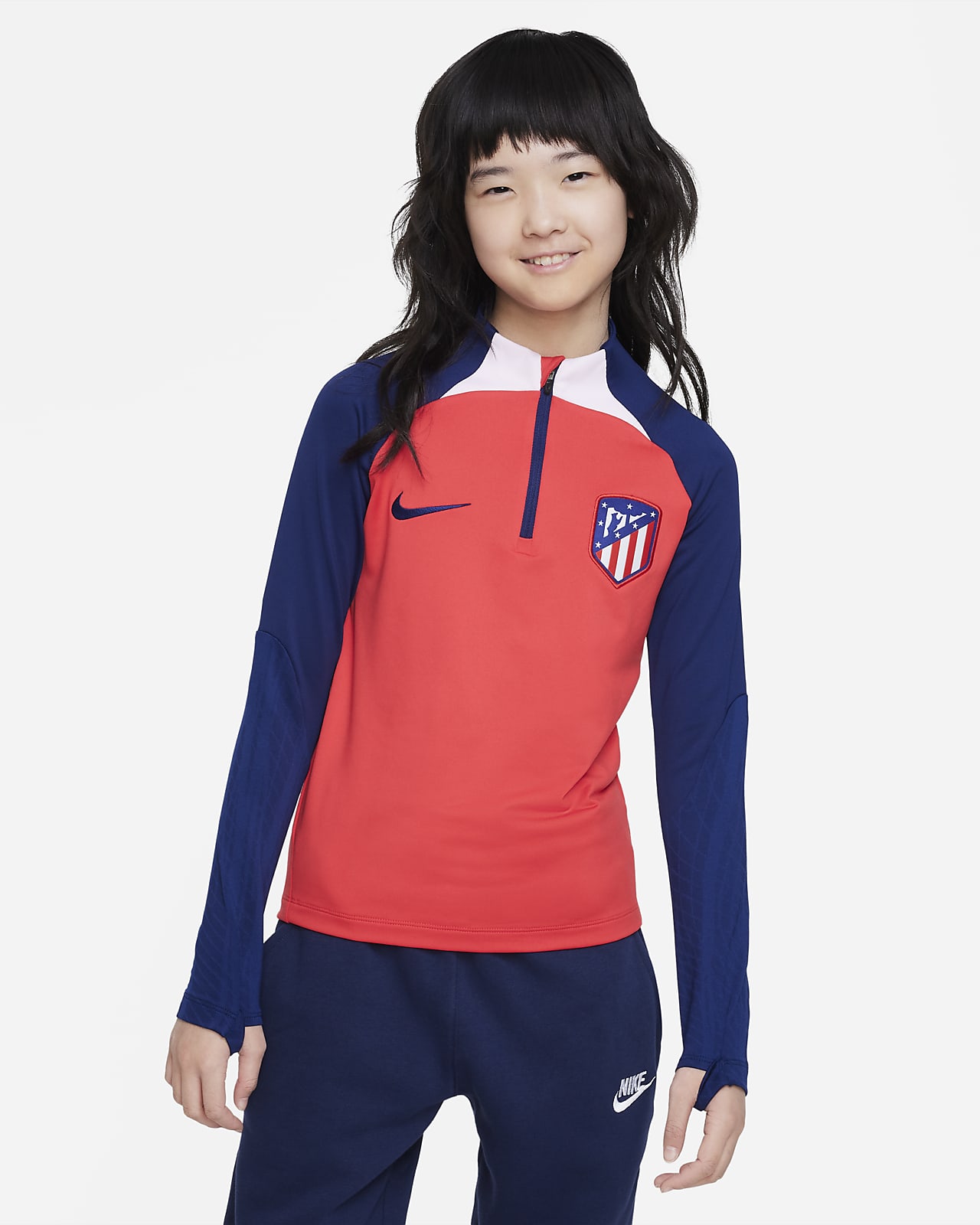 Πλεκτή ποδοσφαιρική μπλούζα προπόνησης Nike Dri-FIT Ατλέτικο Μαδρίτης Strike για μεγάλα παιδιά