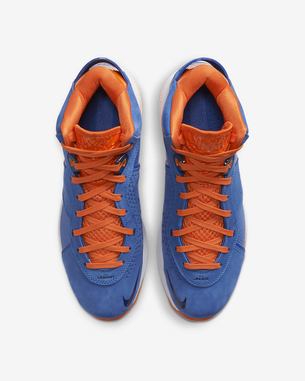 blue and orange lebrons