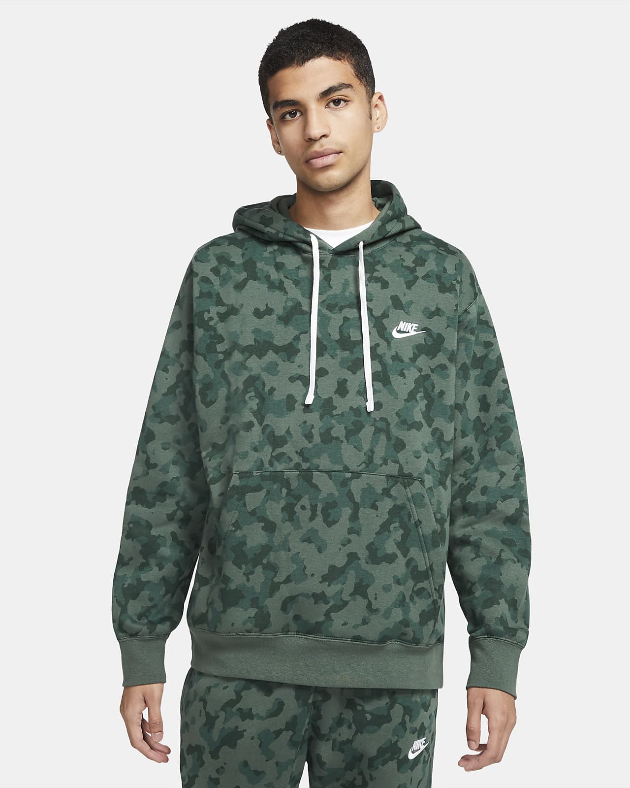 men's nike sportswear club camo pullover hoodie