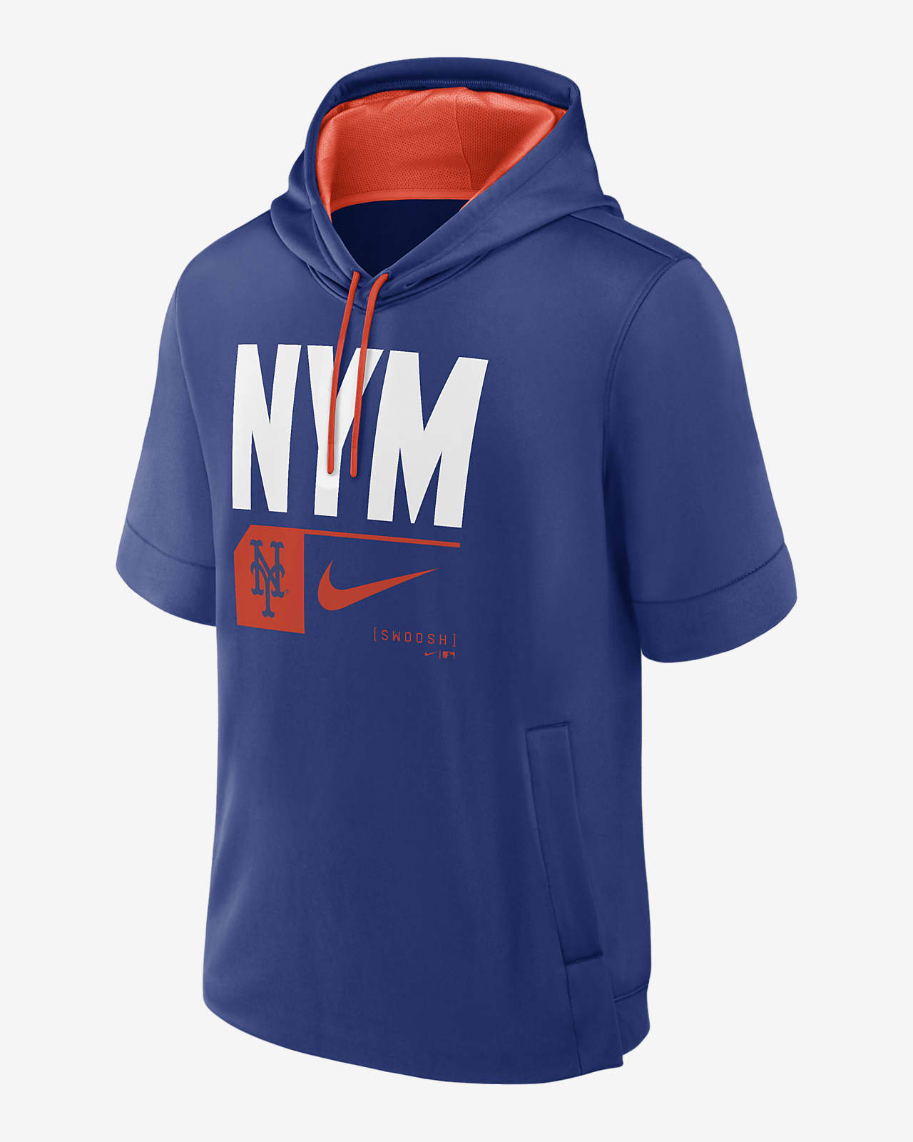 Sudadera con gorro sin cierre de manga corta Nike de la MLB para hombre New York Mets Tri Code Lockup