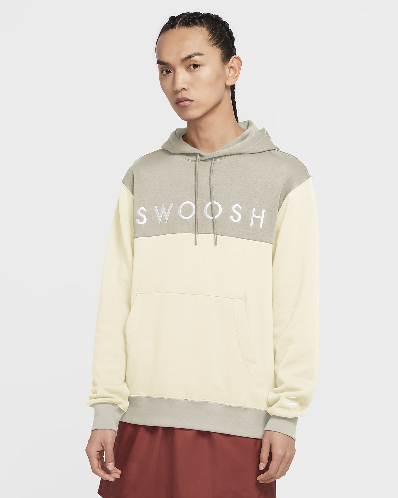 nike men's sportswear swoosh pullover hoodie red