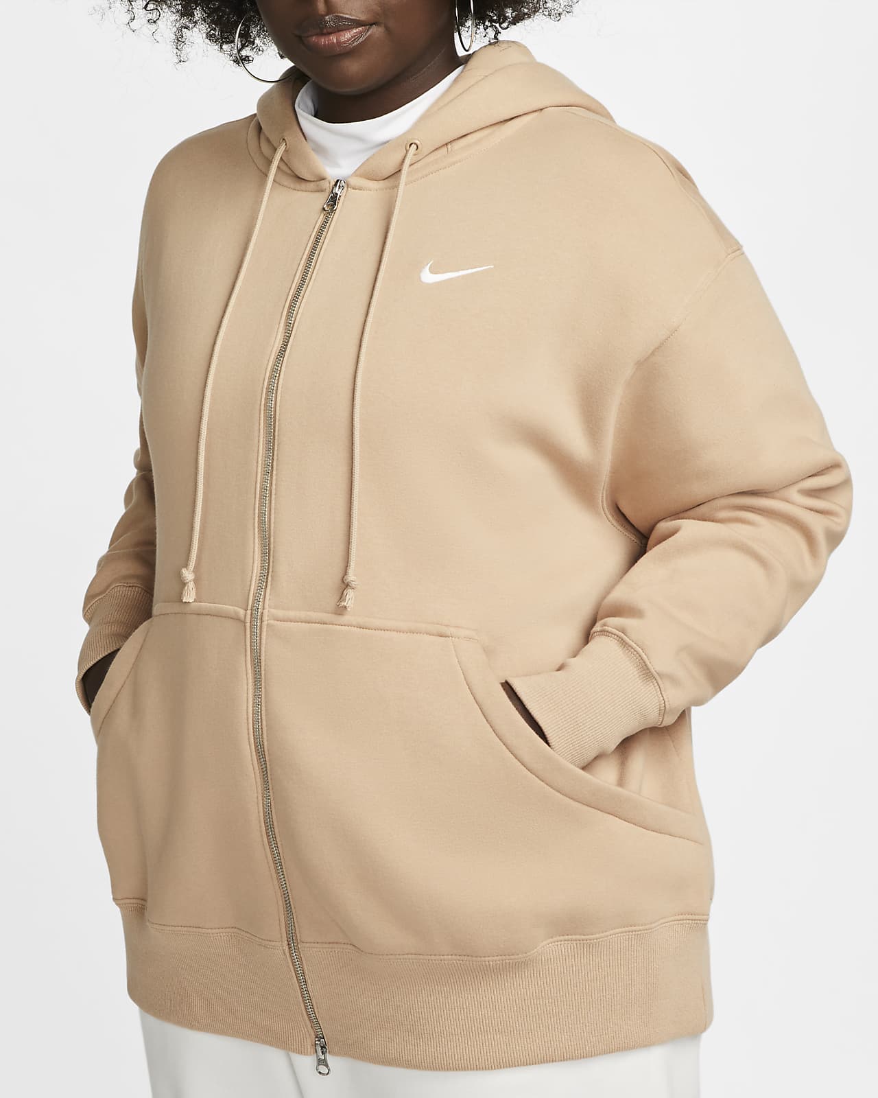 Nike Sportswear Fleece con capucha, cremallera completa y ajuste oversize (Talla grande) - ES