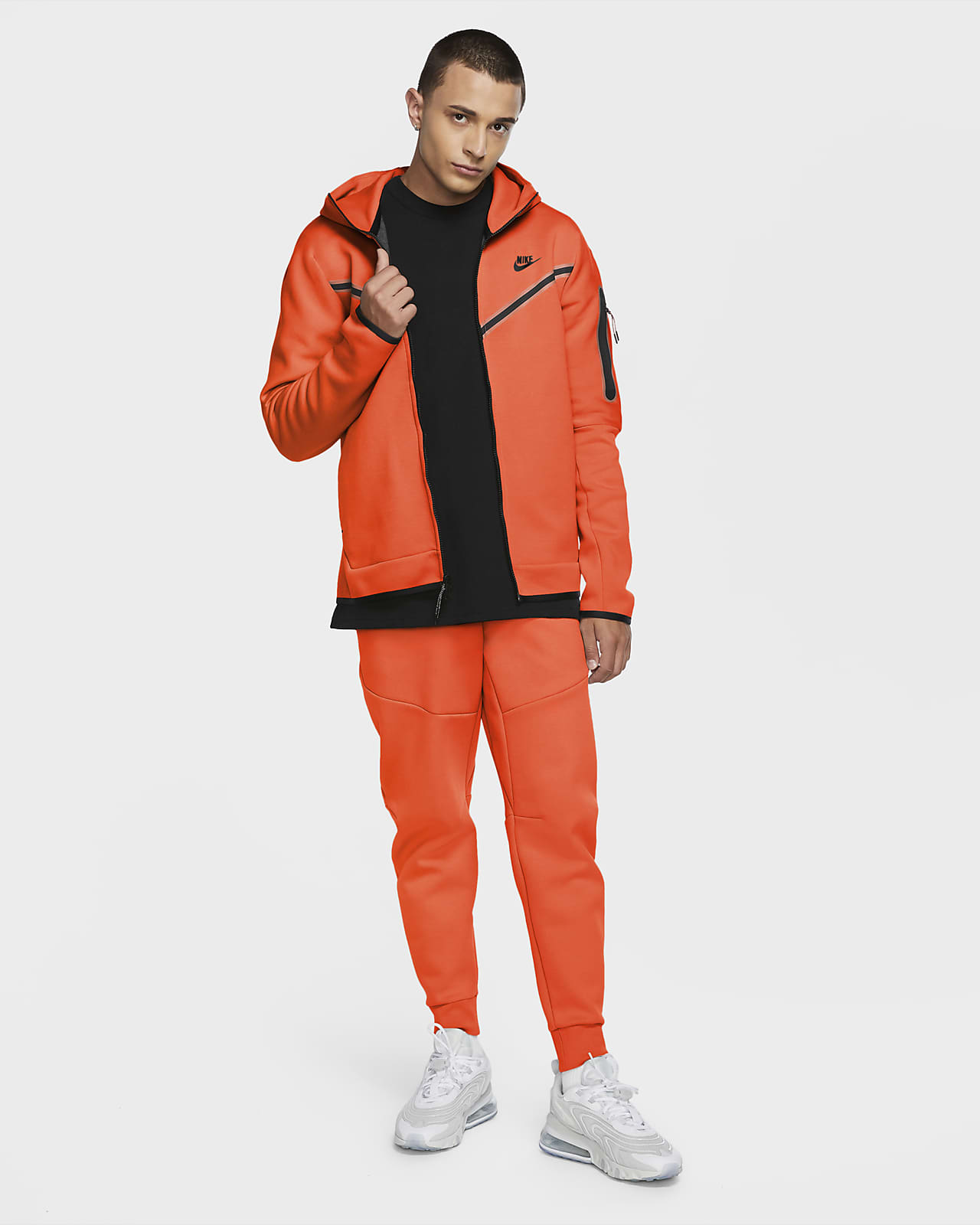 orange nike tech hoodie