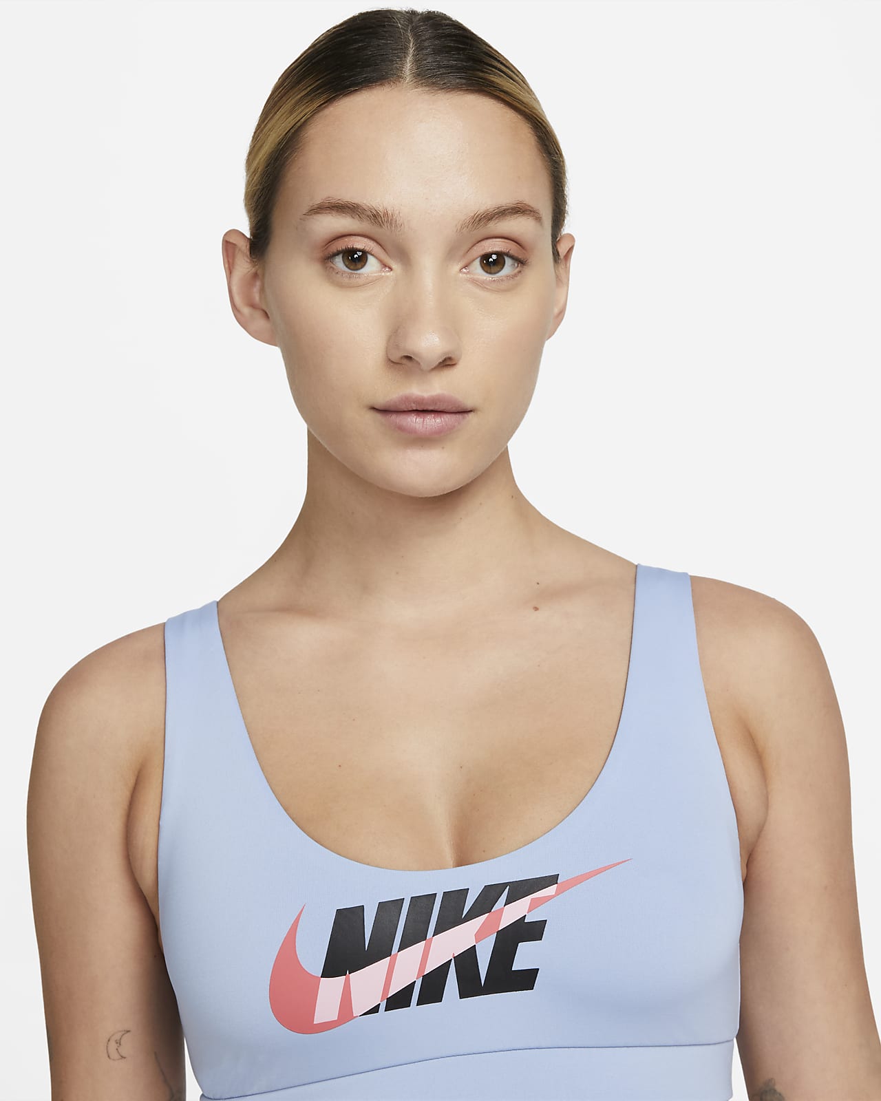 Parte superior de traje de baño con cuello en forma de U para mujer Nike.