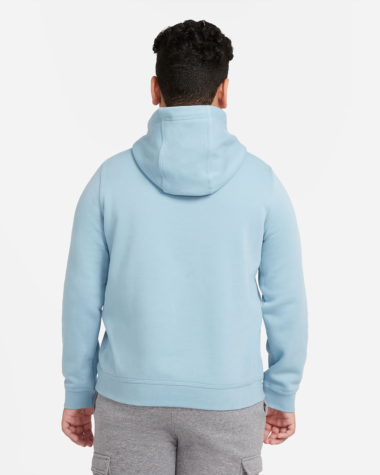 nike club fleece pullover hoodie light blue