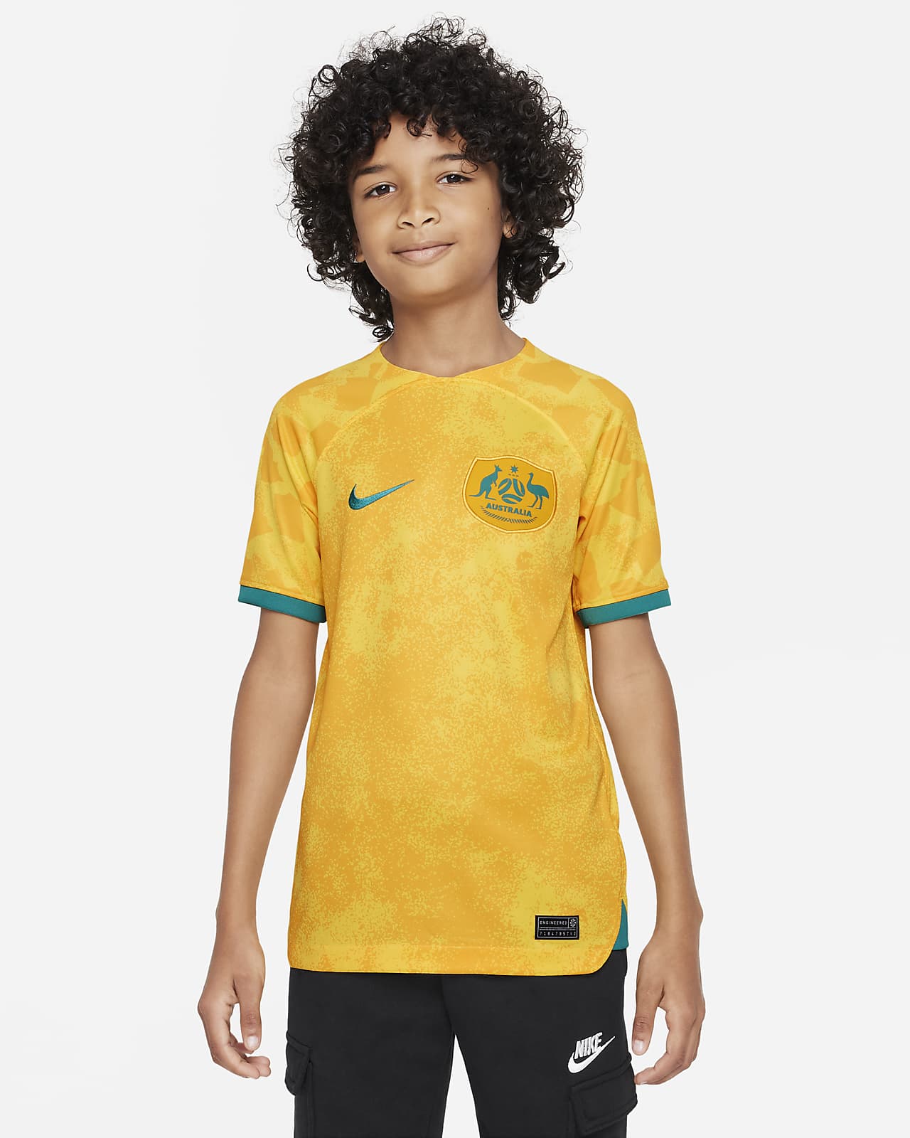 Australië 2022/23 Stadium Thuis Nike Dri-FIT voetbalshirt voor kids