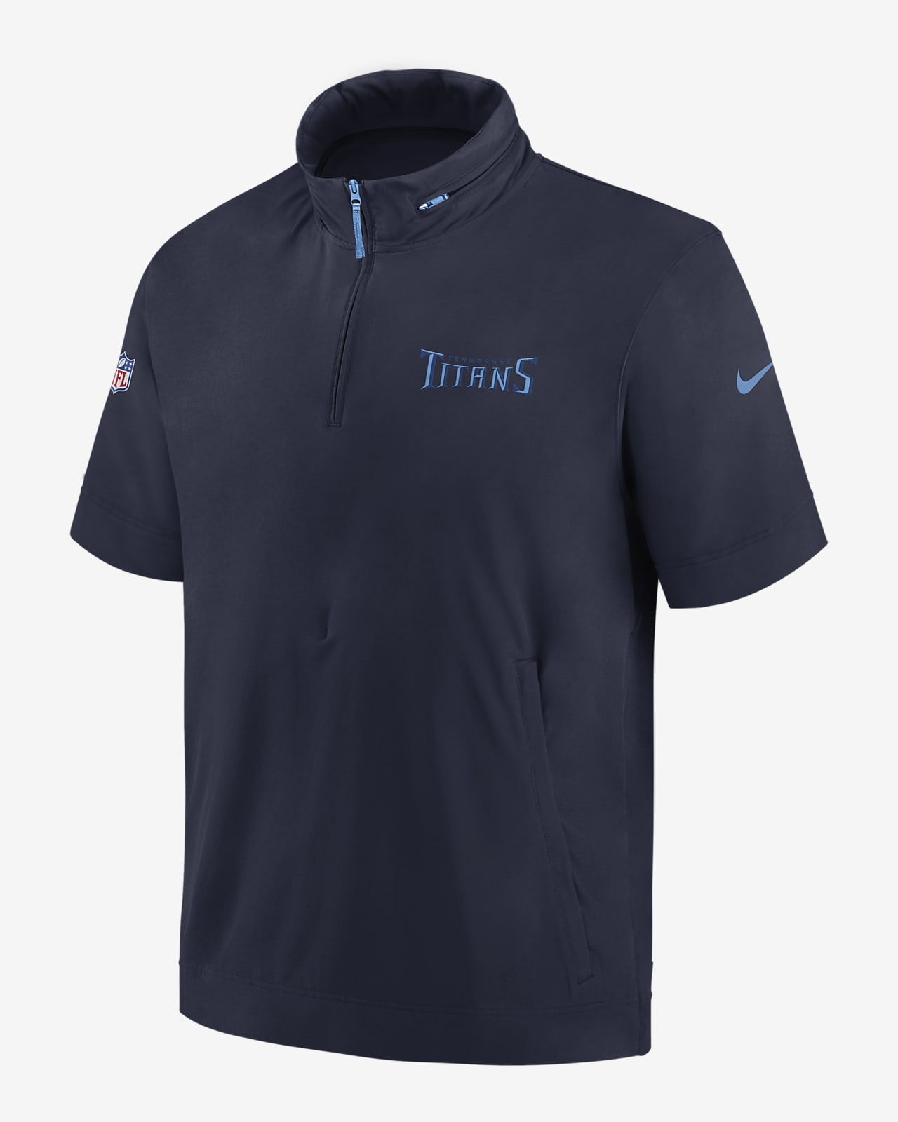 Tennessee Titans Sideline Coach Men's Nike NFL 1/2-Zip Short-Sleeve Hooded Jacket