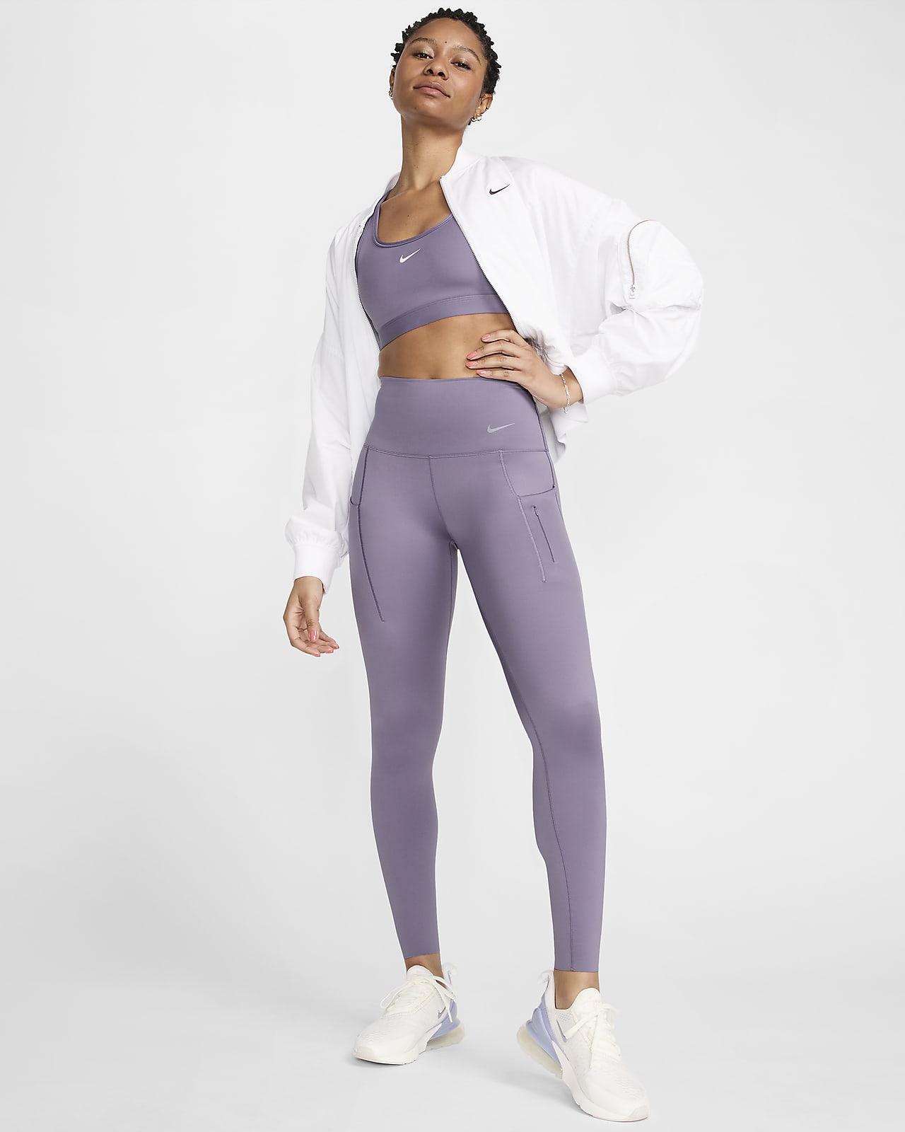 Nike Go Lange legging met hoge taille, zakken en complete ondersteuning voor dames