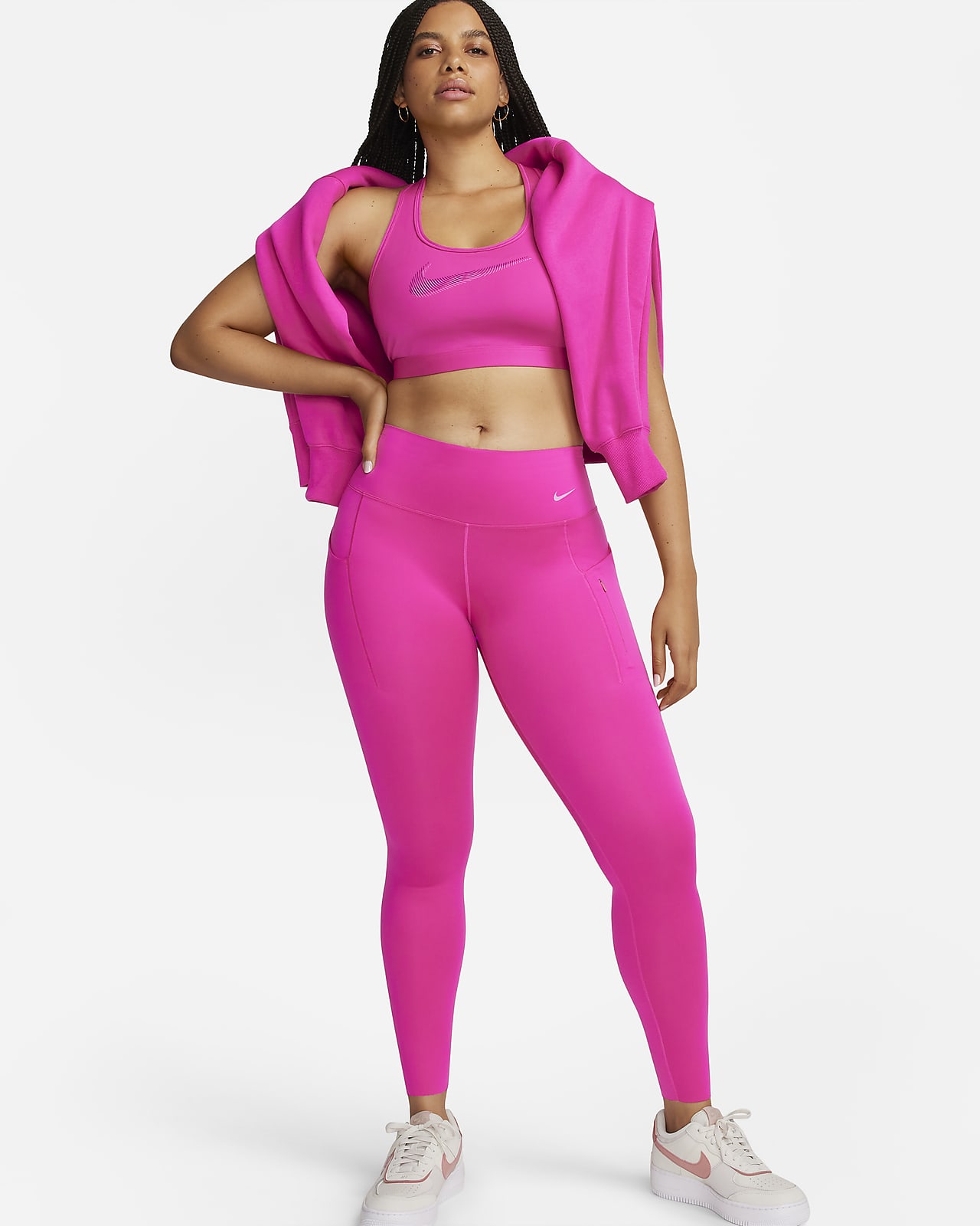 Nike Pro Dri-Fit Womens Leggings Size Medium Full Lenght Gray and Pink  Trainning