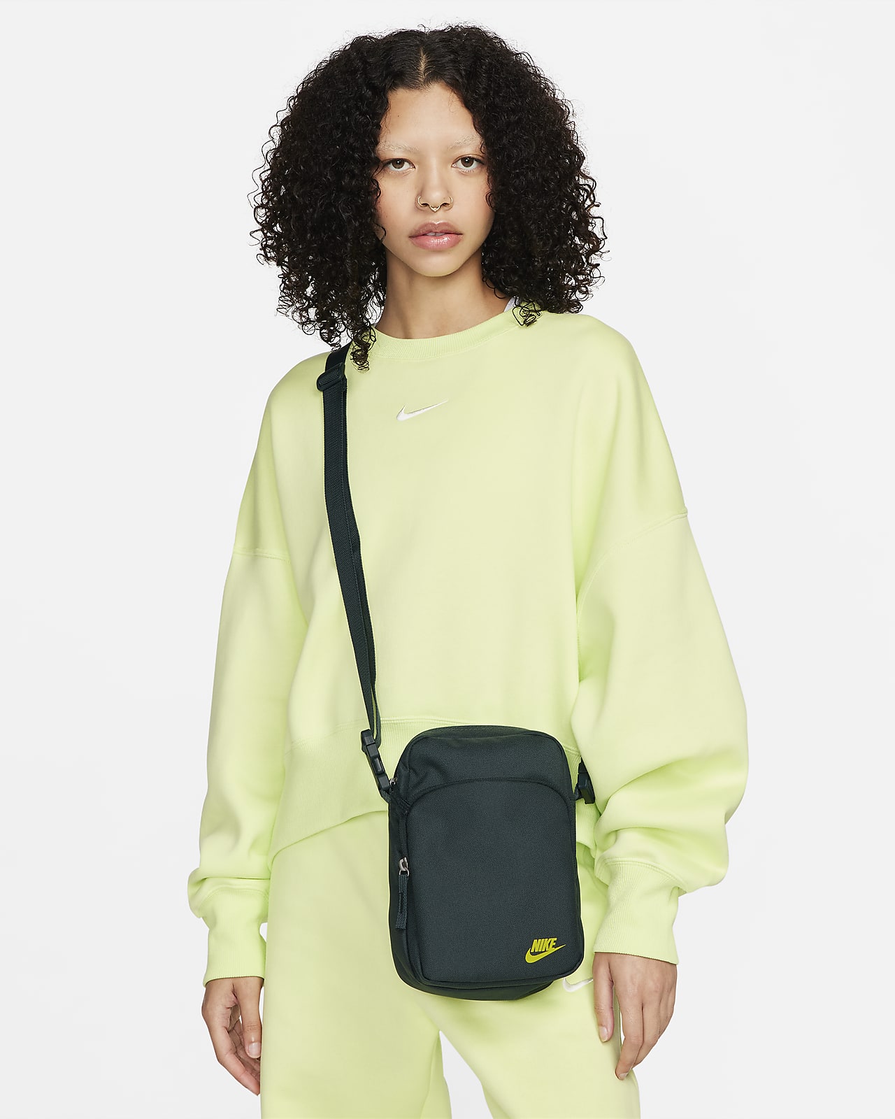 Nike Heritage cross body bag in lime green