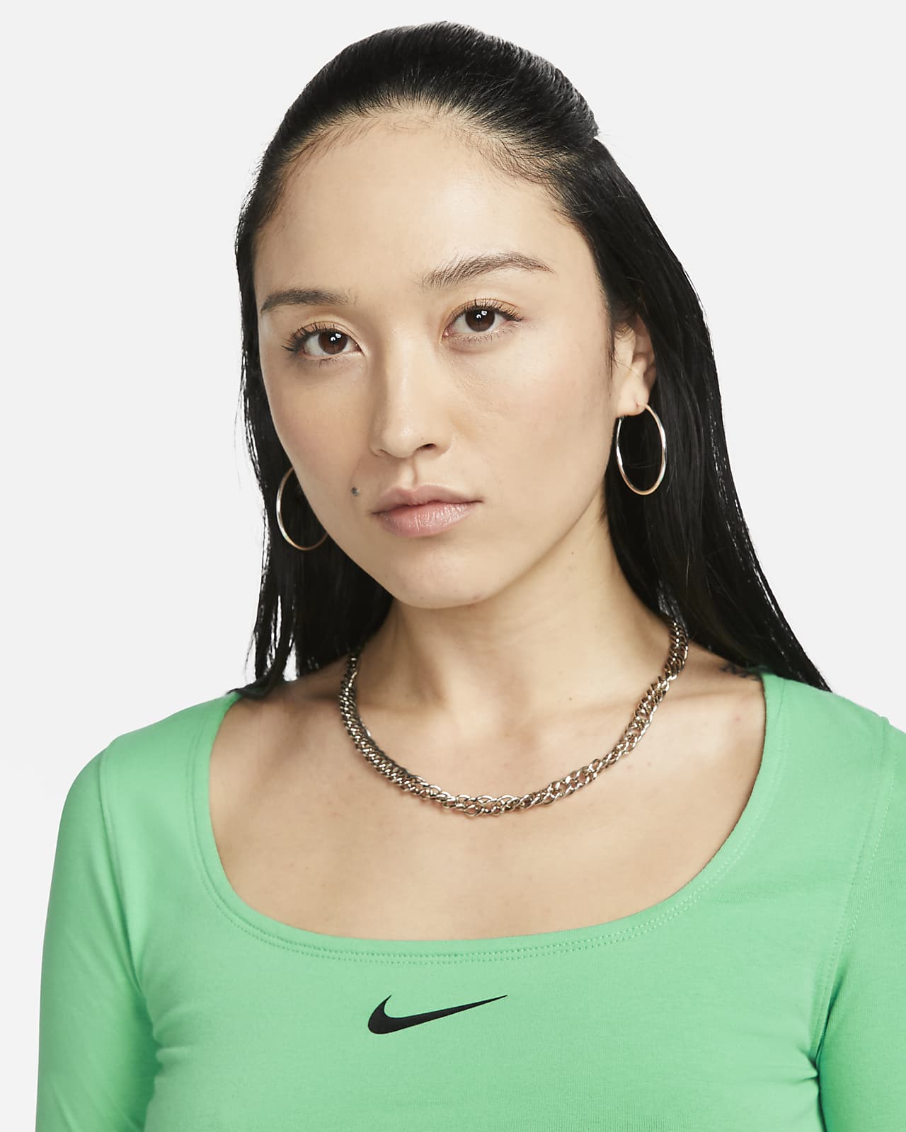Nike Sportswear Swoosh Black Long Sleeve Crop T-Shirt