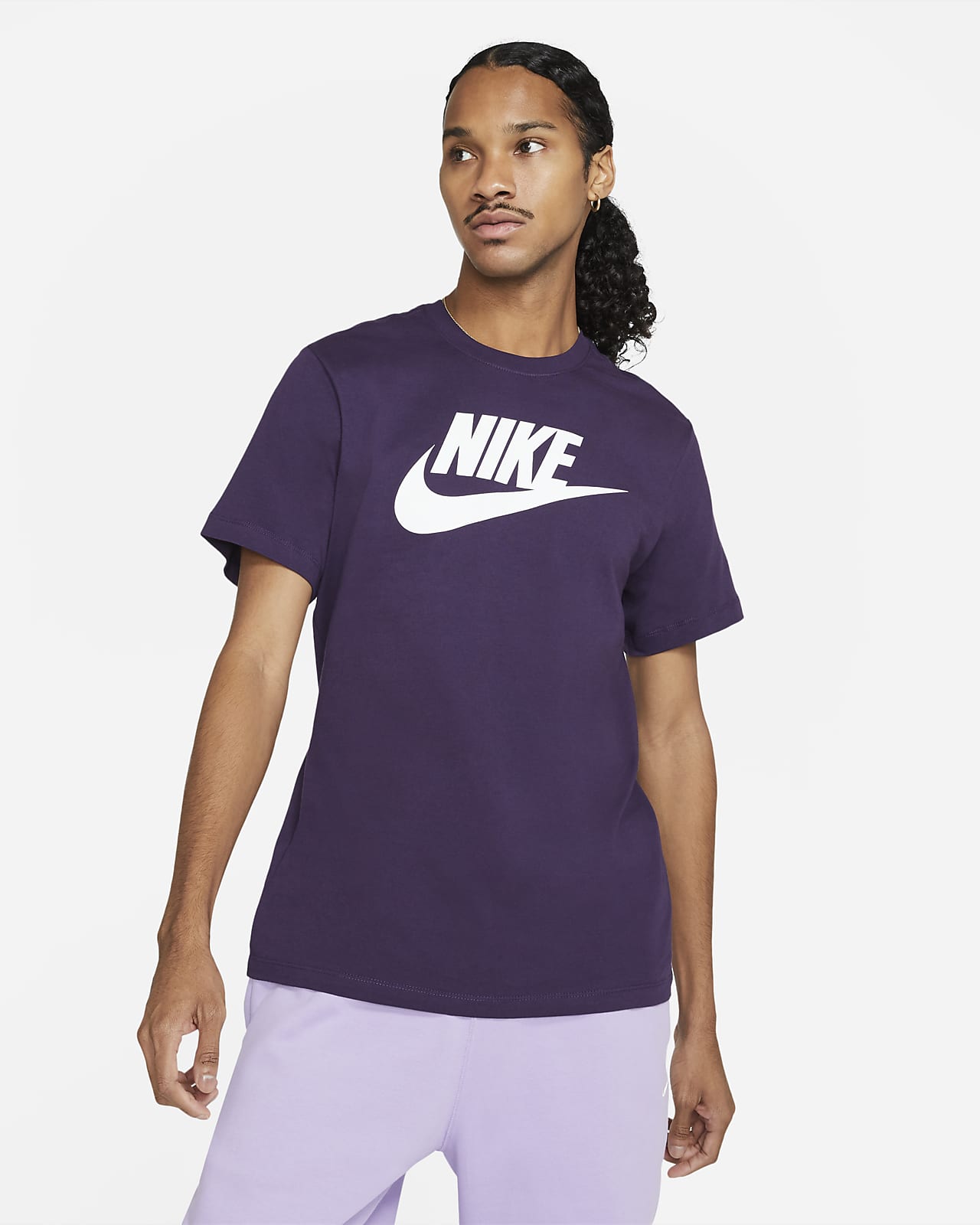 purple and teal nike shirt