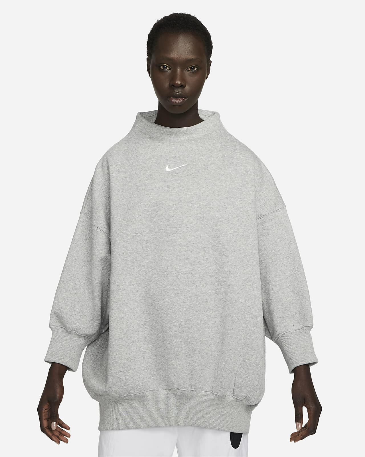 Sweatshirt extremamente folgada de gola subida com mangas de 3/4 Nike Sportswear Phoenix Fleece para mulher
