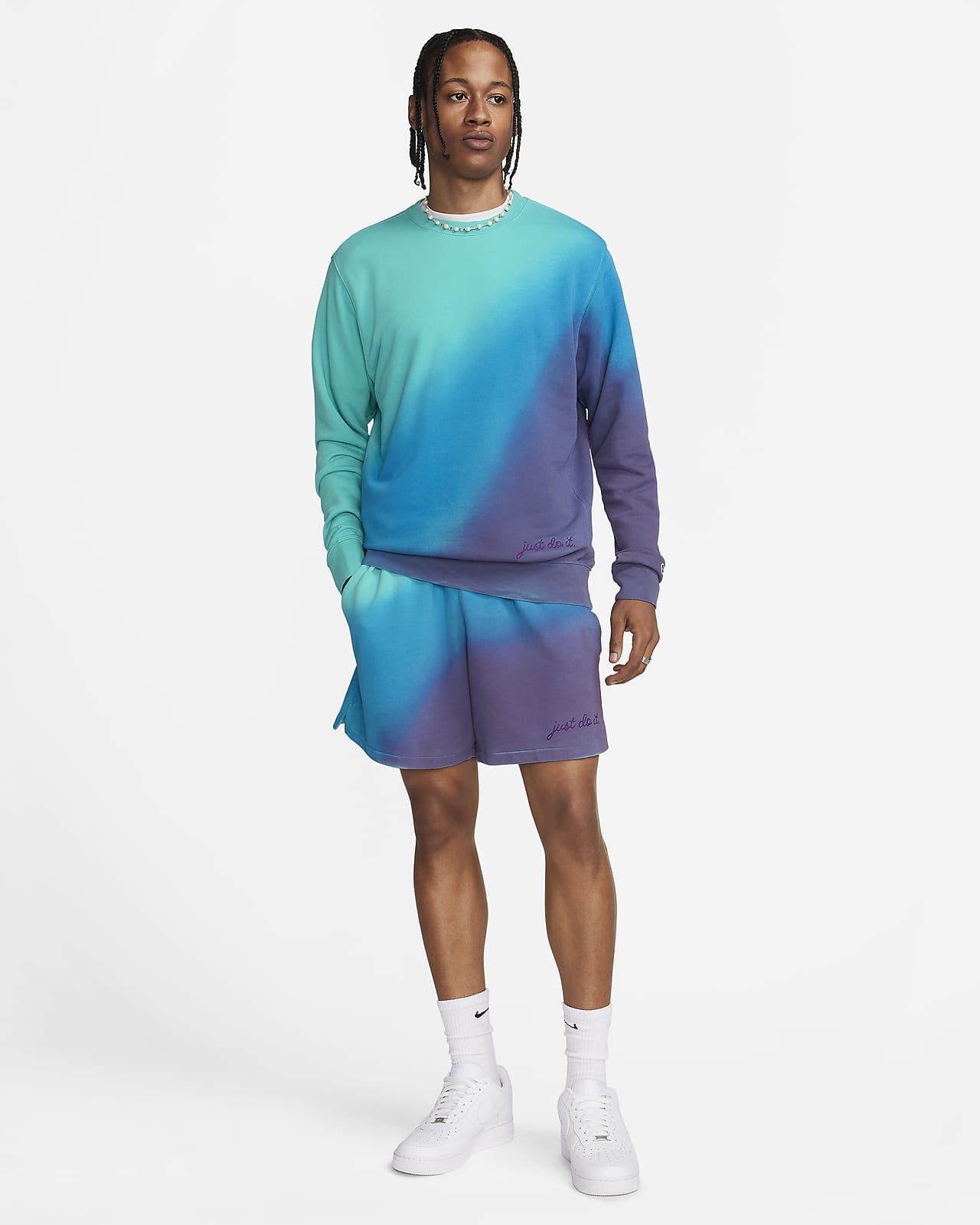 French Nike Club Sportswear Sweatshirt. Crew-Neck Terry Men\'s