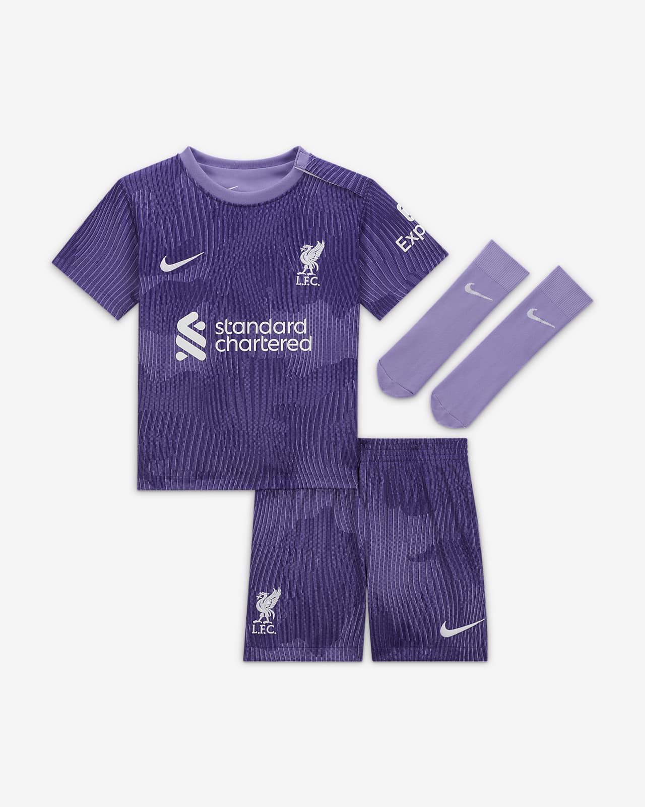 Liverpool FC 2023/24 Third Nike-fodboldsæt i 3 dele til babyer/småbørn.