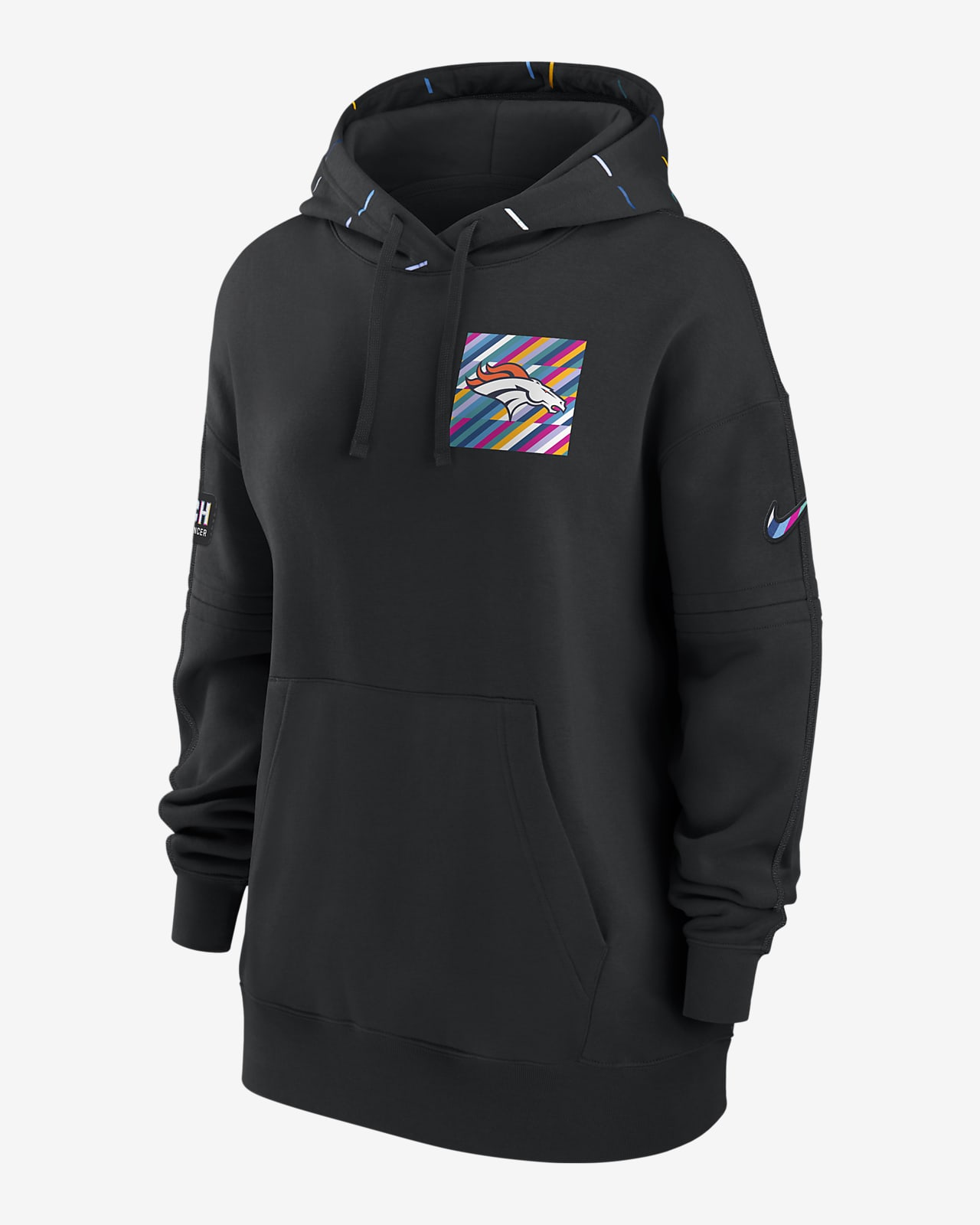 Women's Nike Black Denver Broncos 2023 NFL Crucial Catch Club Pullover Hoodie Size: Small