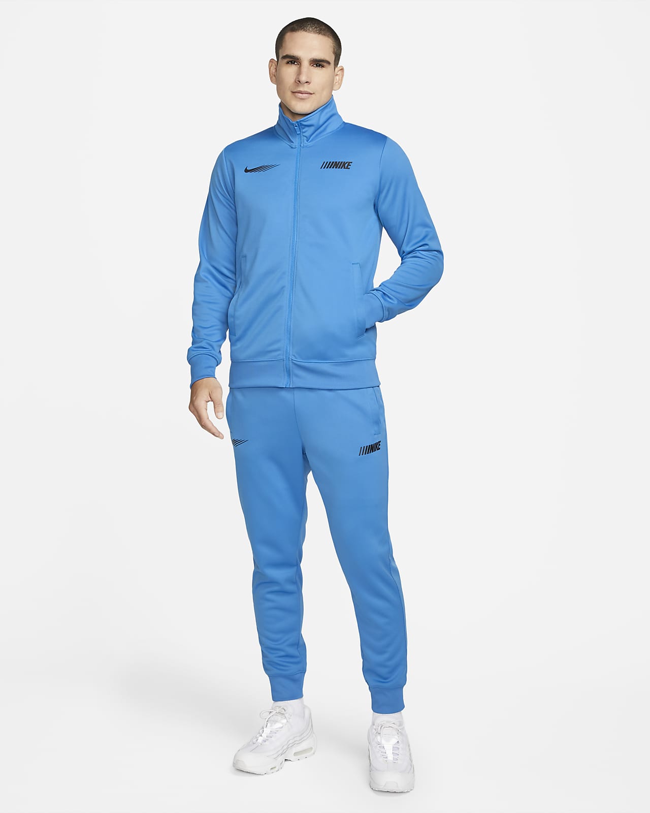 blue nike zip up tracksuit