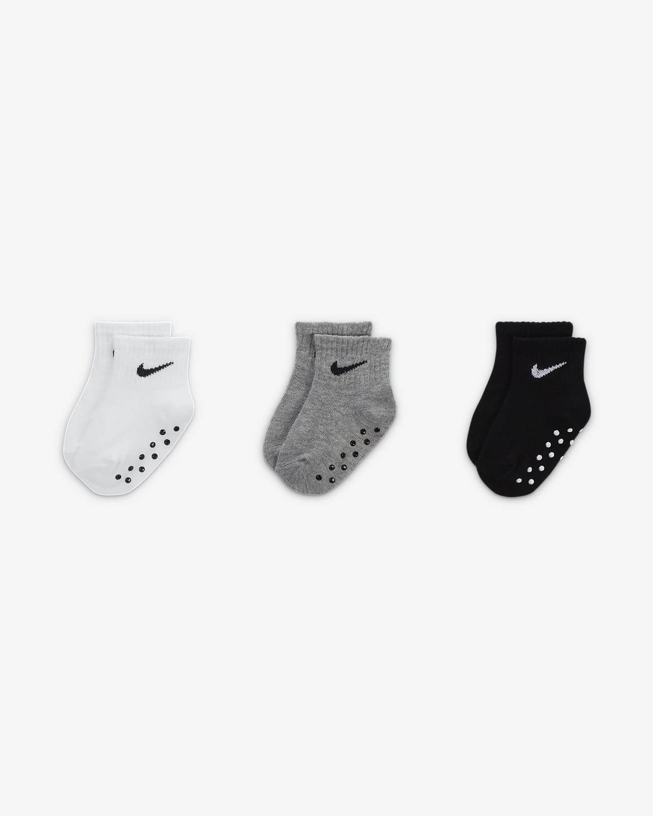 Conjunto de calcetines antideslizantes para bebé Nike Core Swoosh (3 pares)